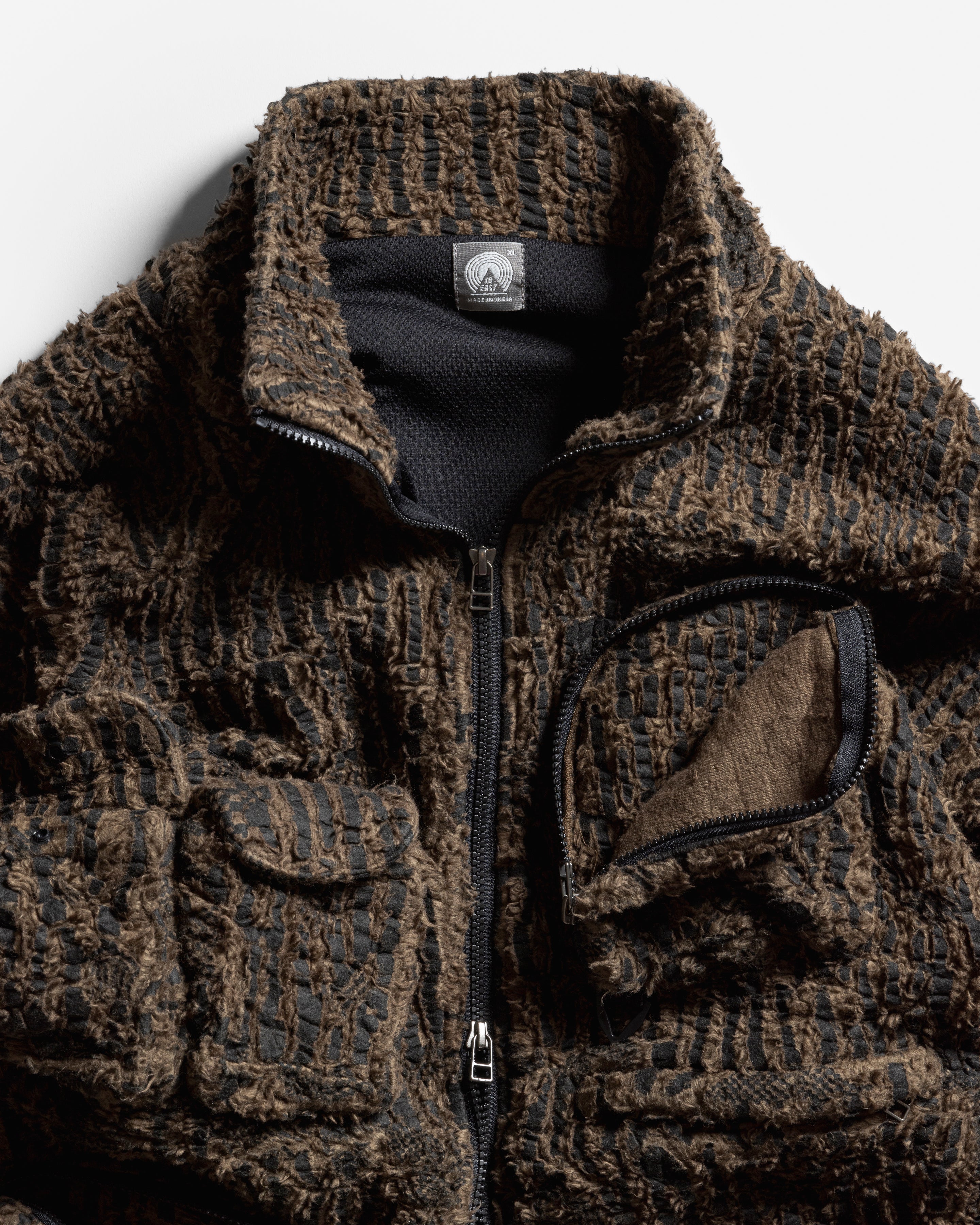 BANKS UTILITY FLEECE - DESERT PALM BLOCK PRINTED ORGANIC ORGANIC COTTON SHERPA