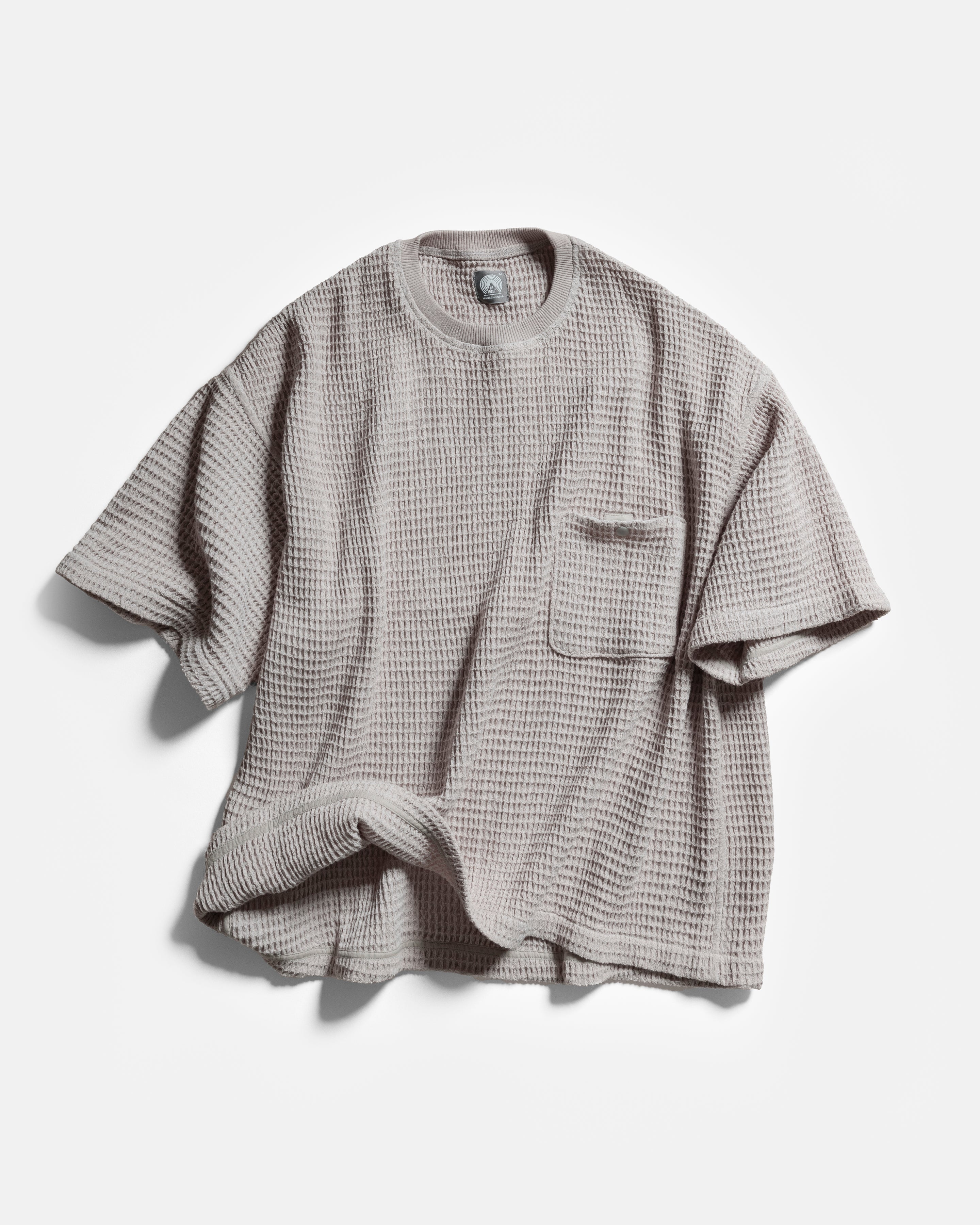 HIROCK HALF SLEEVE CREWNECK - DRIZZLE CHUNKY WOVEN COTTON THERMAL