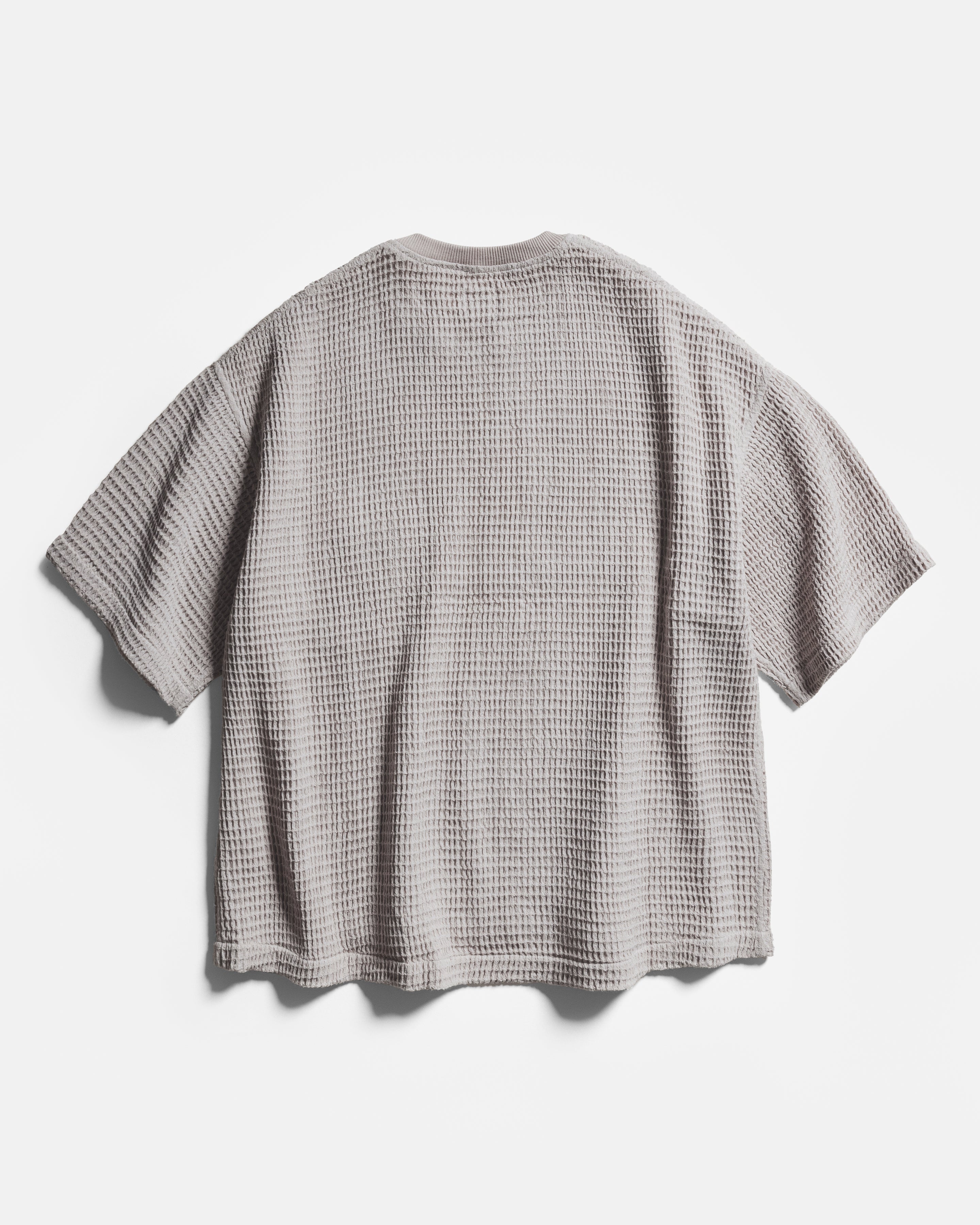 HIROCK HALF SLEEVE CREWNECK - DRIZZLE CHUNKY WOVEN COTTON THERMAL