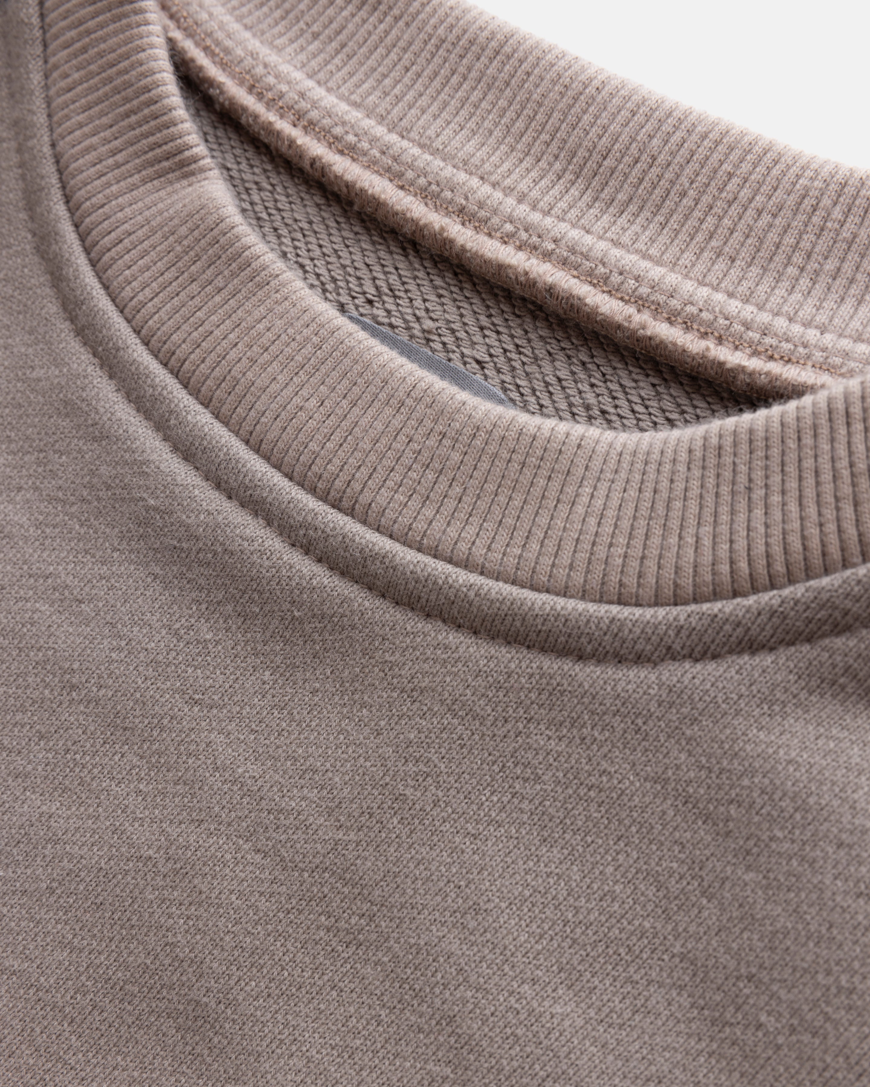 DJ CREWNECK SWEATSHIRT - WALNUT TONAL PATCHWORK  19oz. ALL COTTON FLEECE