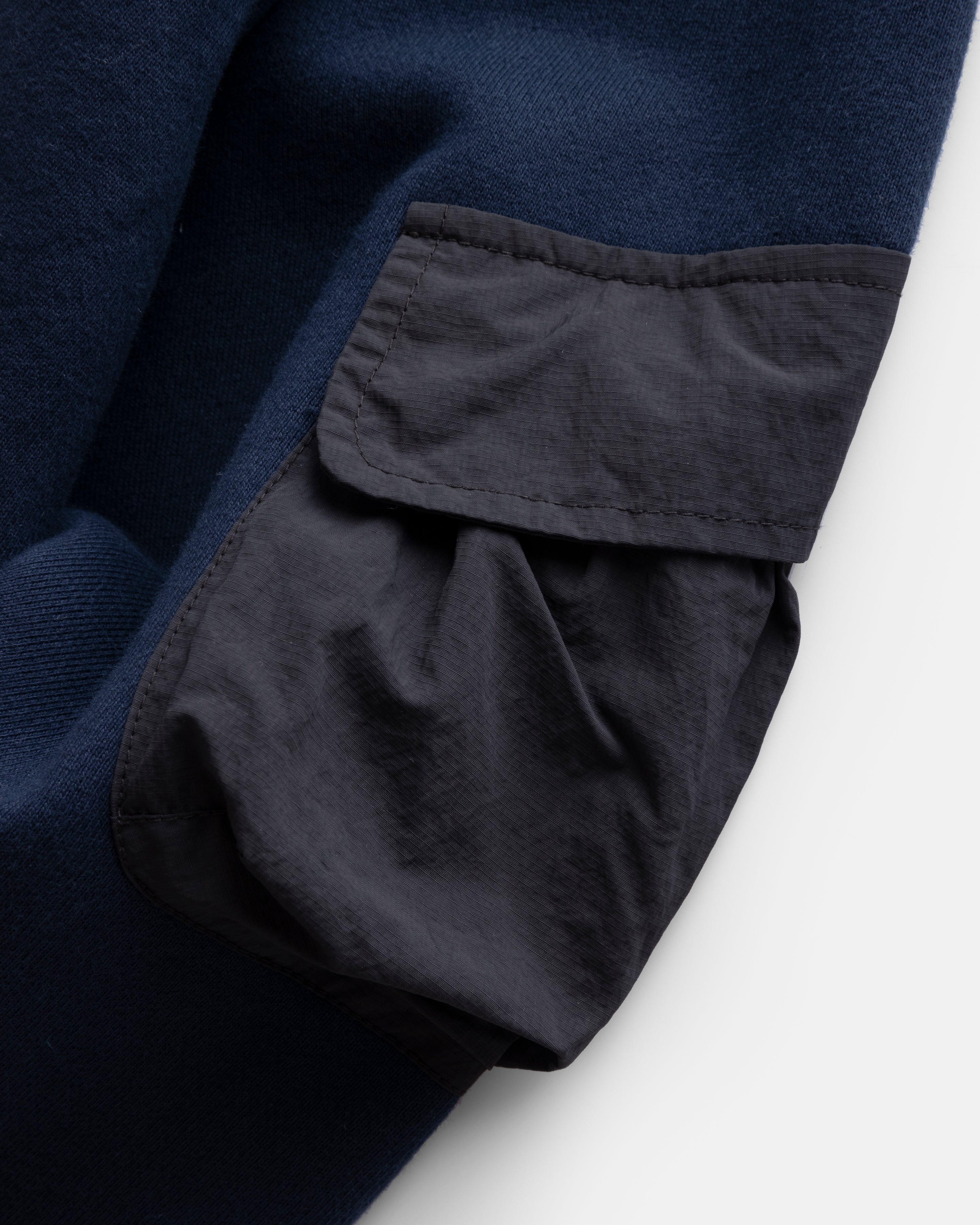 EASTAC HOODED SWEATSHIRT - NAVY / BLACK 19oz. ALL COTTON LOOPBACK TERRY FLEECE AND FEATHERWEIGHT MICRO RIPSTOP NYLON