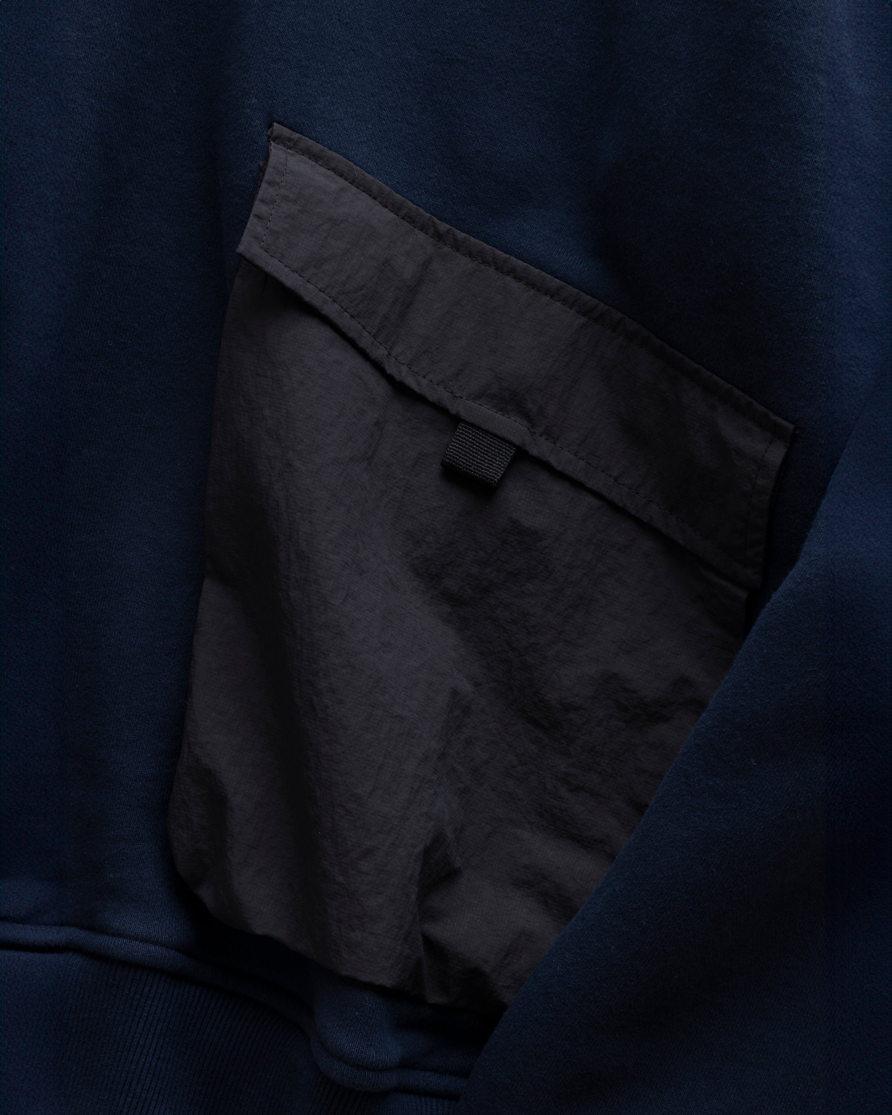 EASTAC HOODED SWEATSHIRT - NAVY / BLACK 19oz. ALL COTTON LOOPBACK TERRY FLEECE AND FEATHERWEIGHT MICRO RIPSTOP NYLON