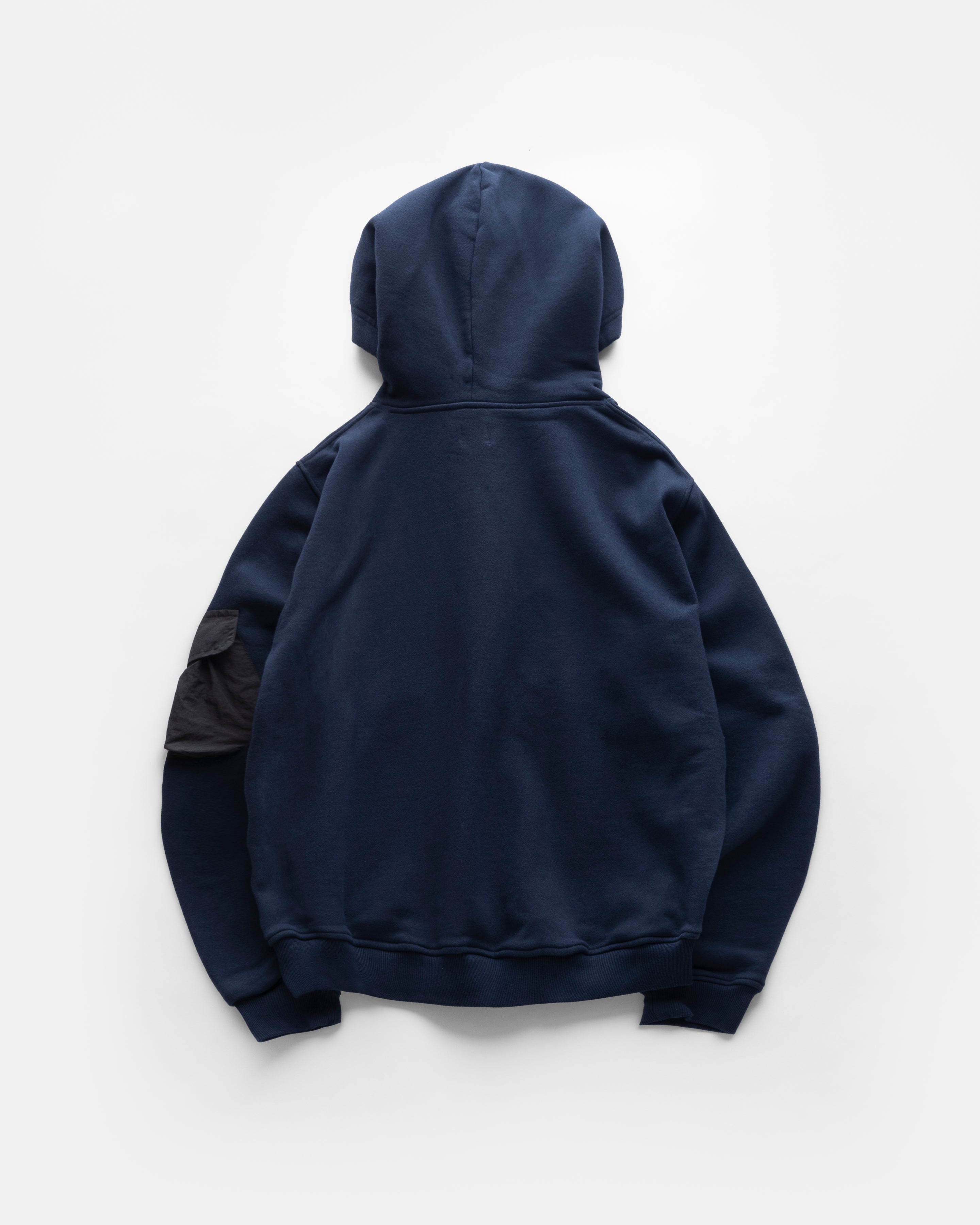 EASTAC HOODED SWEATSHIRT - NAVY / BLACK 19oz. ALL COTTON LOOPBACK TERRY FLEECE AND FEATHERWEIGHT MICRO RIPSTOP NYLON