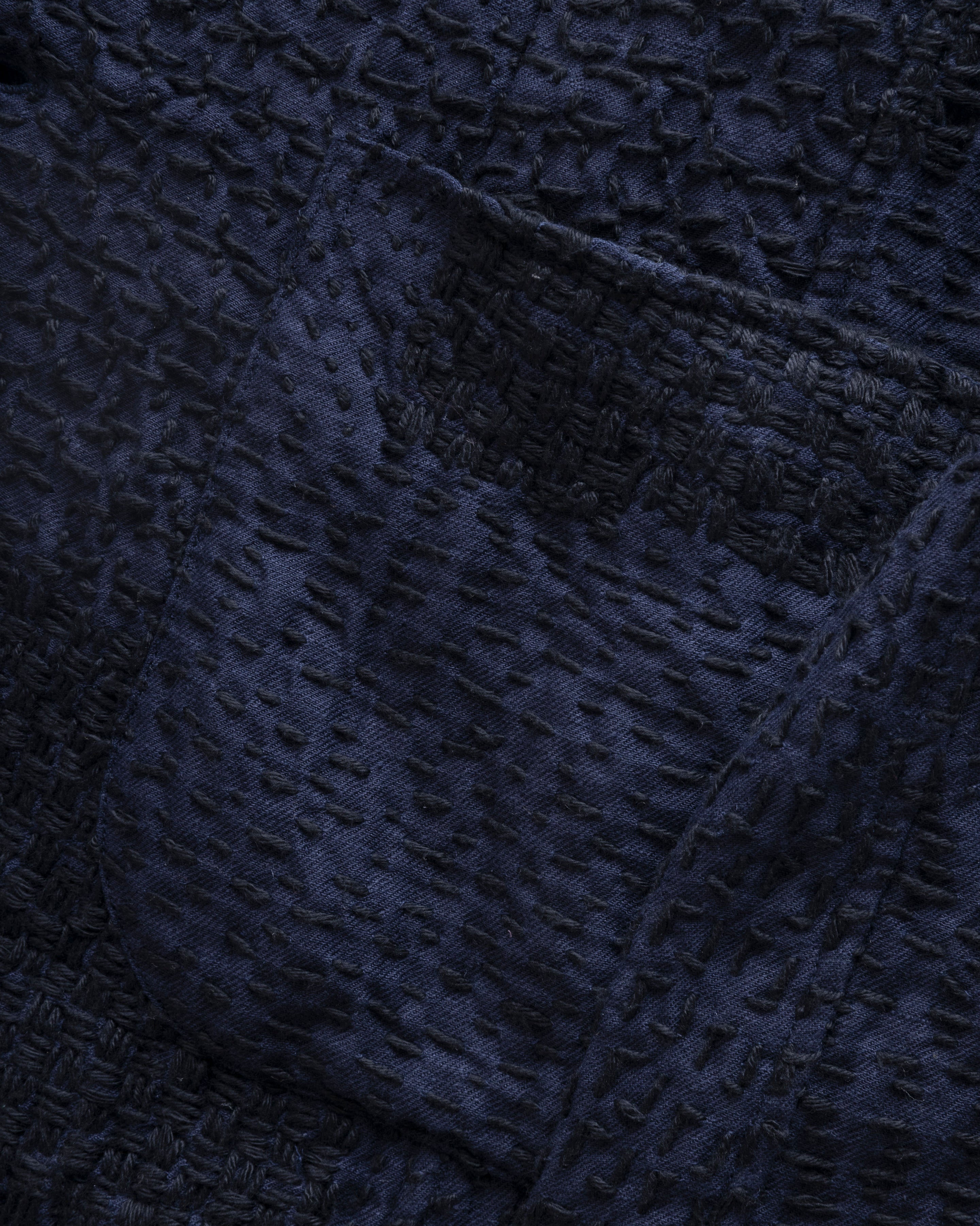 COSTA BLAZER - MIDNIGHT NAVY / BLACK PATCHWORK KANTHA STITCHED LINEN TWILL