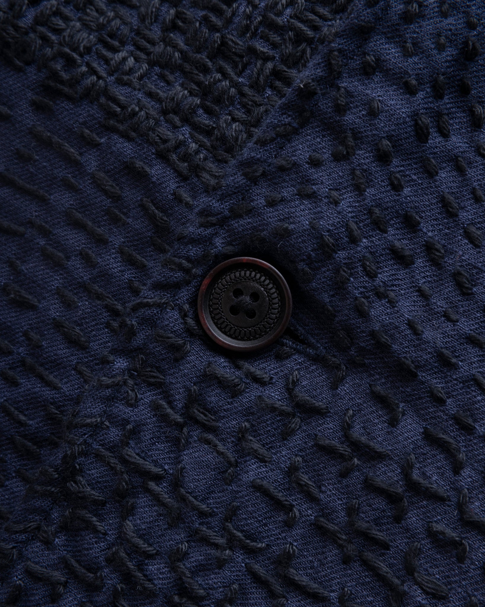 COSTA BLAZER - MIDNIGHT NAVY / BLACK PATCHWORK KANTHA STITCHED