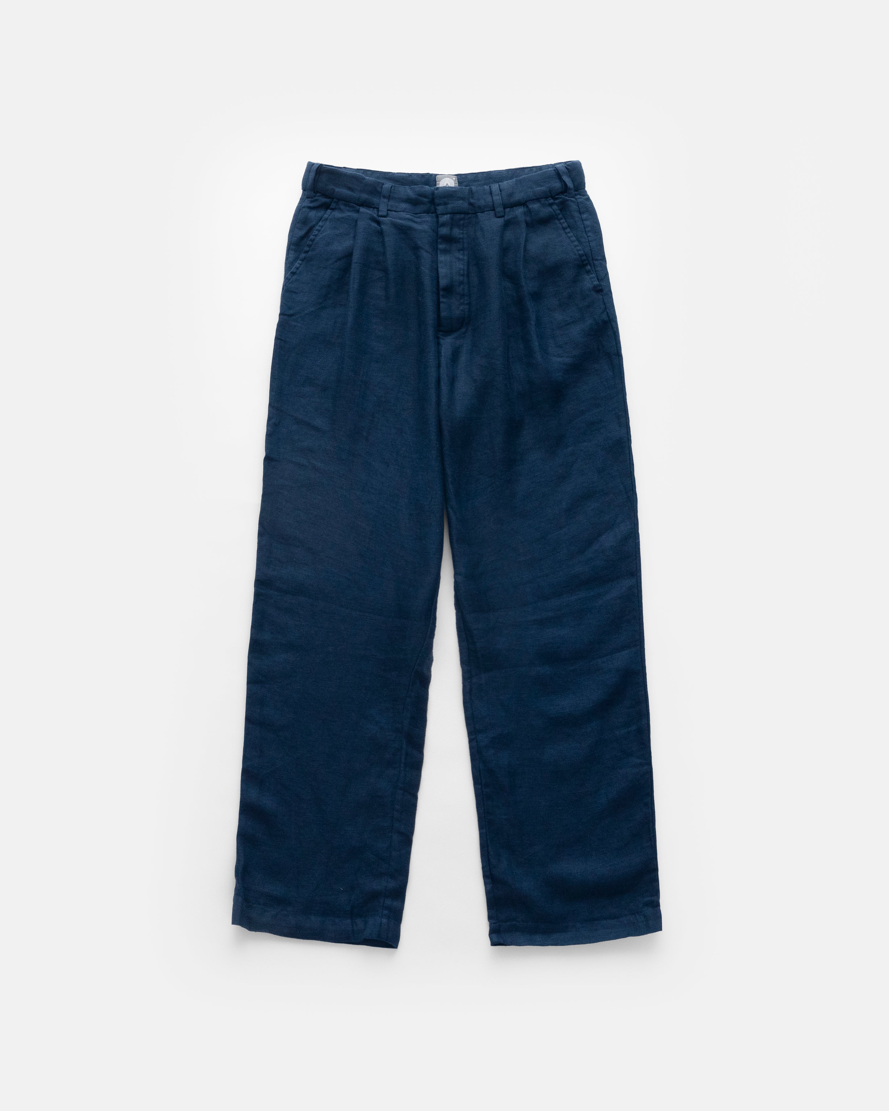 AUSTEN DOUBLE PLEAT PANT - NAVY LINEN TWILL