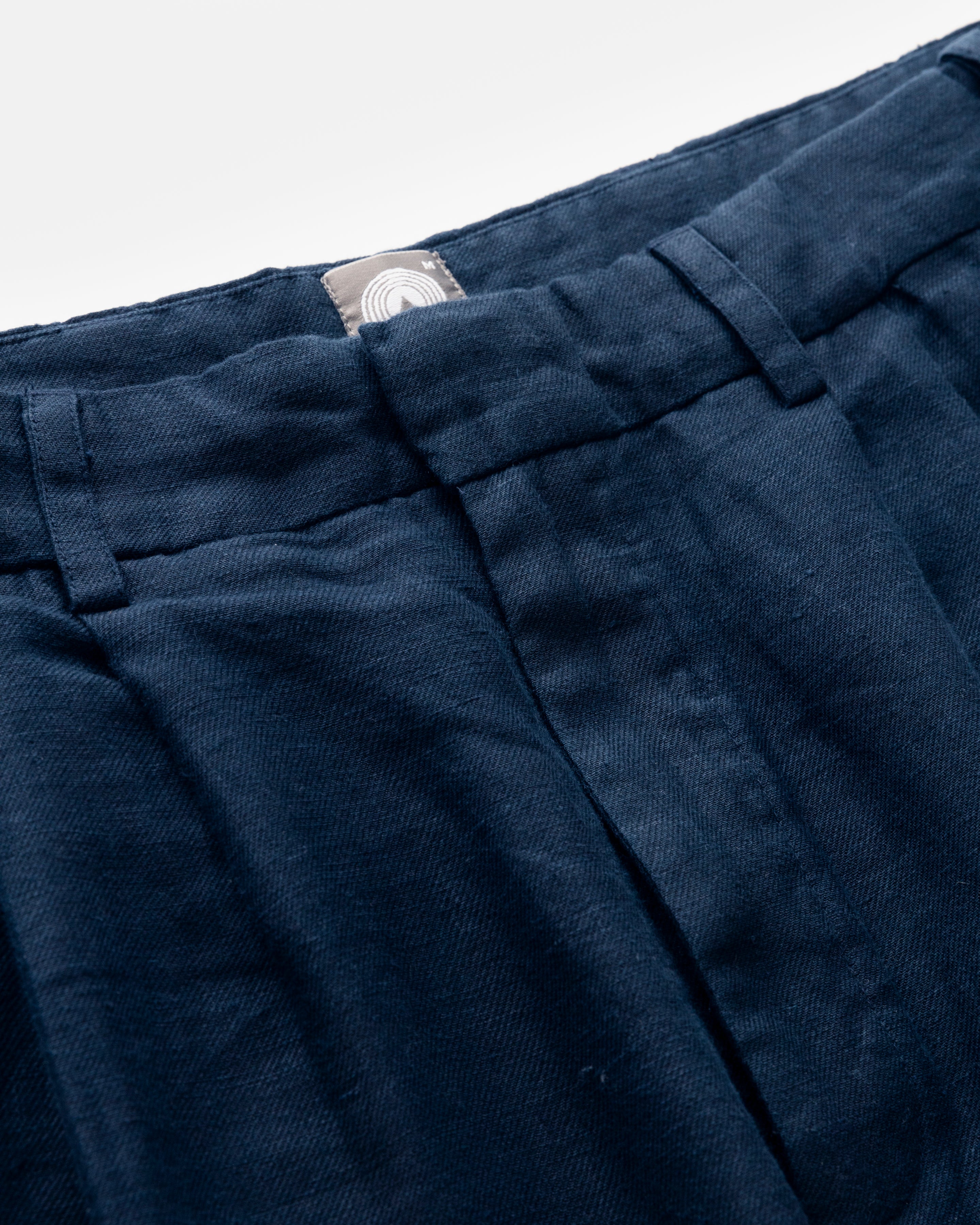 AUSTEN DOUBLE PLEAT PANT - NAVY LINEN TWILL