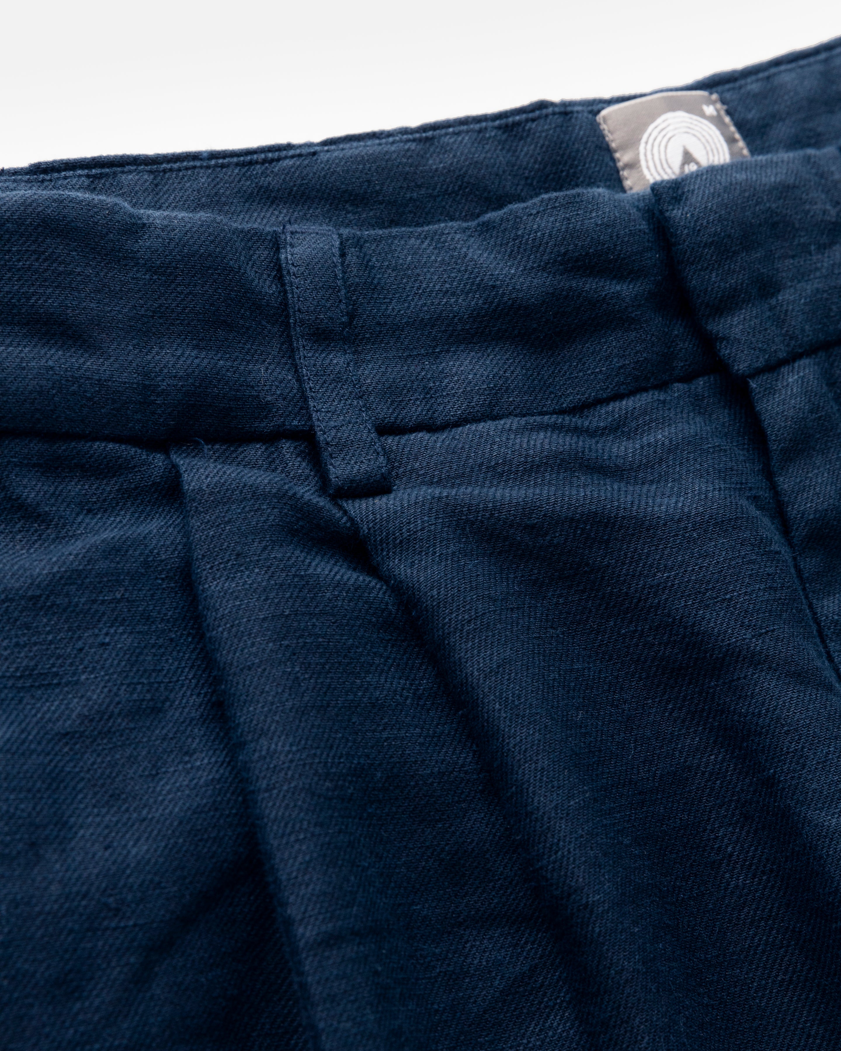 AUSTEN DOUBLE PLEAT PANT - NAVY LINEN TWILL