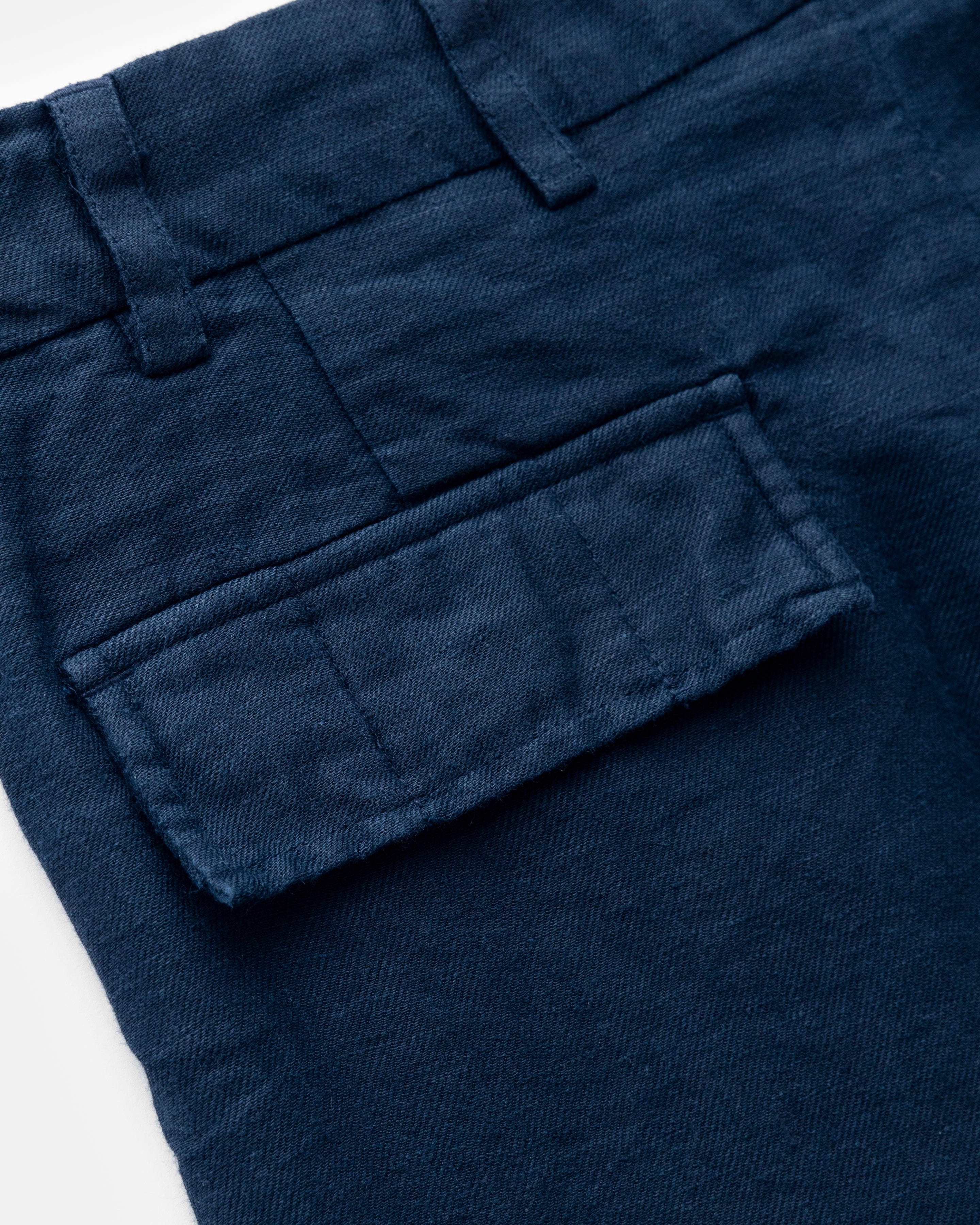 AUSTEN DOUBLE PLEAT PANT - NAVY LINEN TWILL