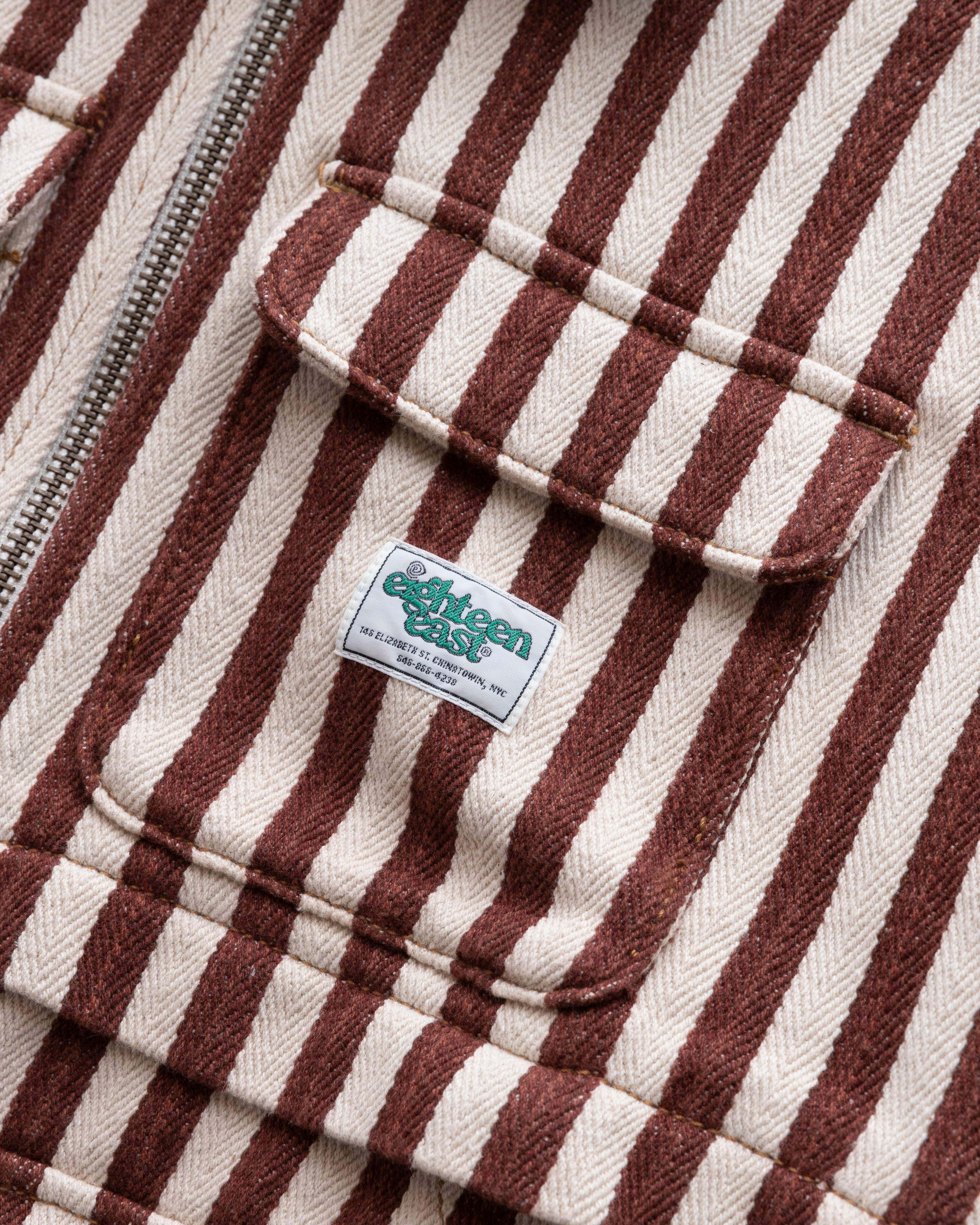 ABAIR CHORE JACKET -  ECRU / SIERRA RUSSET AWNING STRIPED HERRINGBONE DENIM