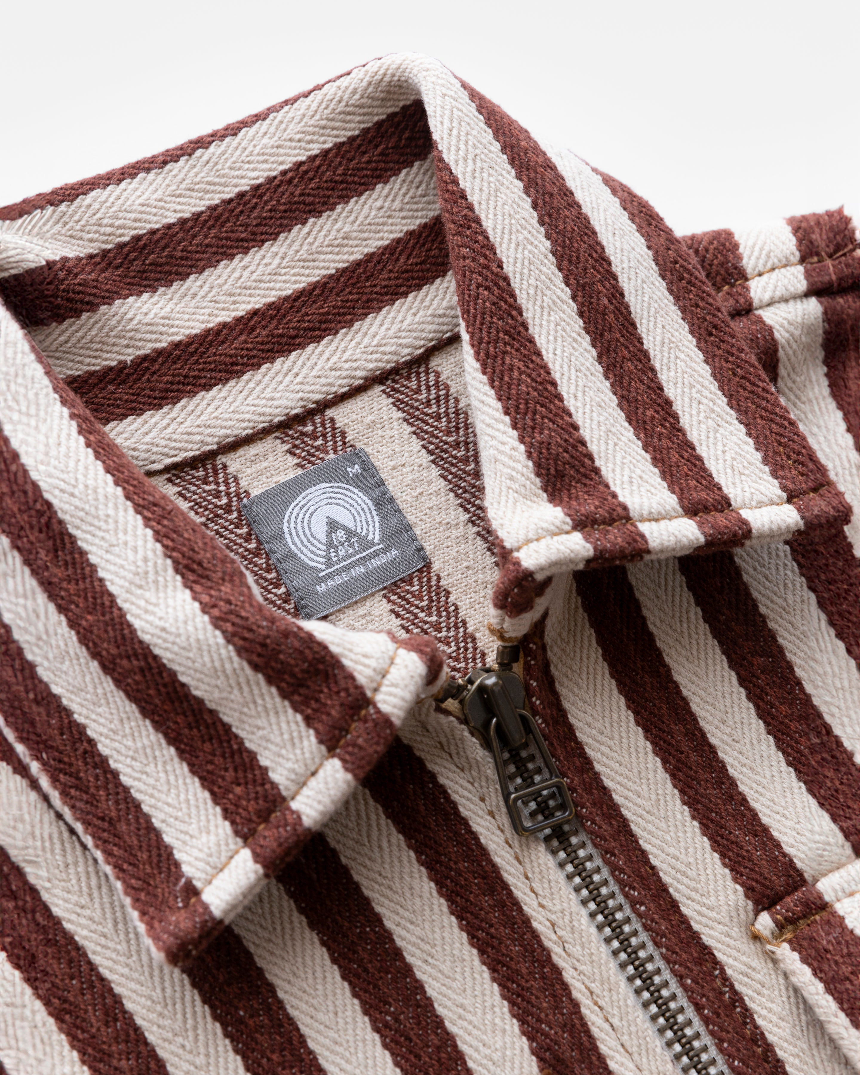 ABAIR CHORE JACKET -  ECRU / SIERRA RUSSET AWNING STRIPED HERRINGBONE DENIM