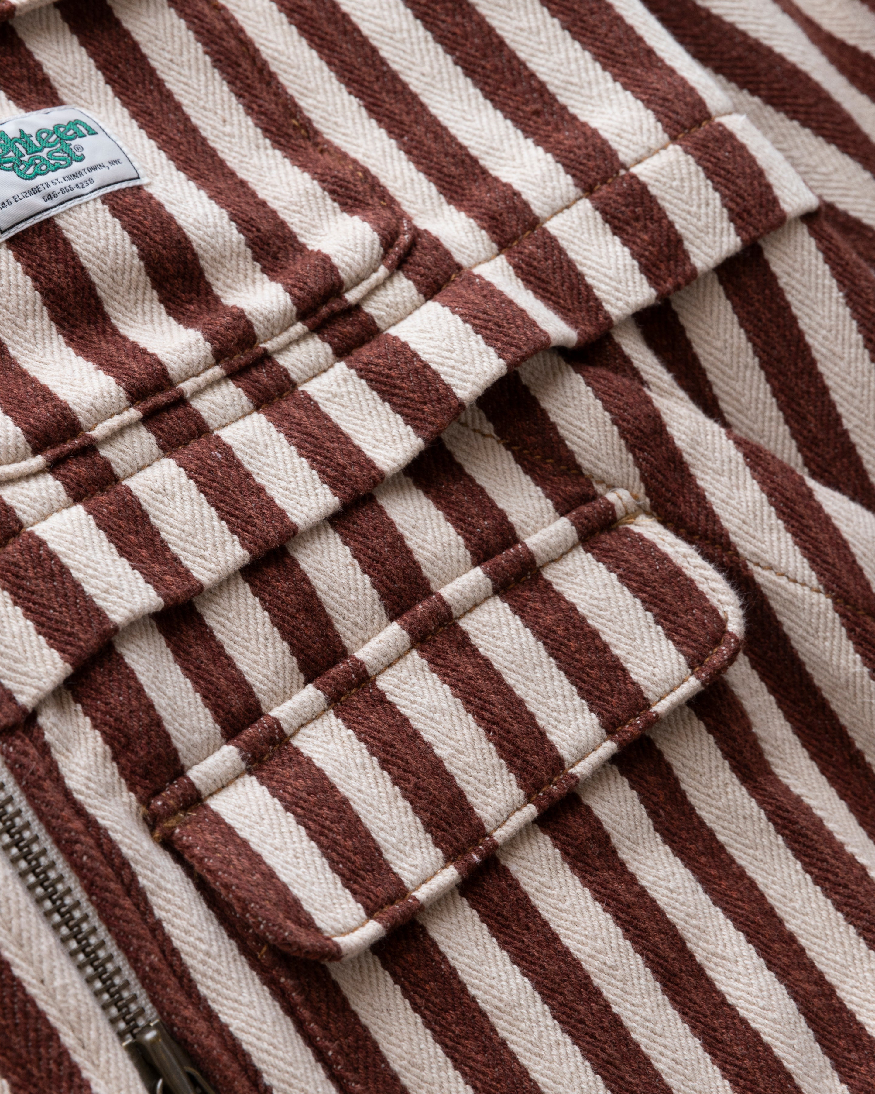 ABAIR CHORE JACKET -  ECRU / SIERRA RUSSET AWNING STRIPED HERRINGBONE DENIM