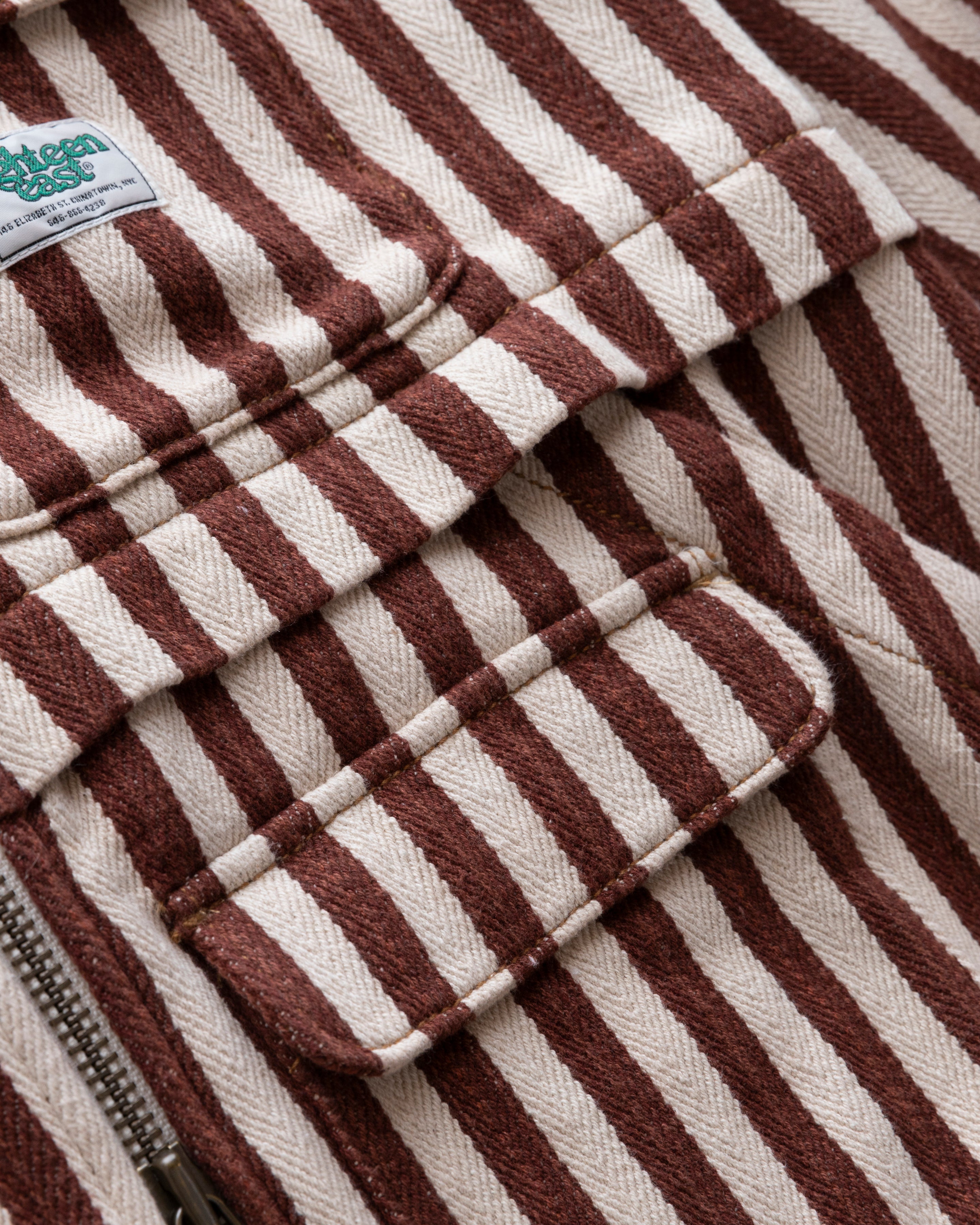 ABAIR CHORE JACKET -  ECRU / SIERRA RUSSET AWNING STRIPED HERRINGBONE DENIM