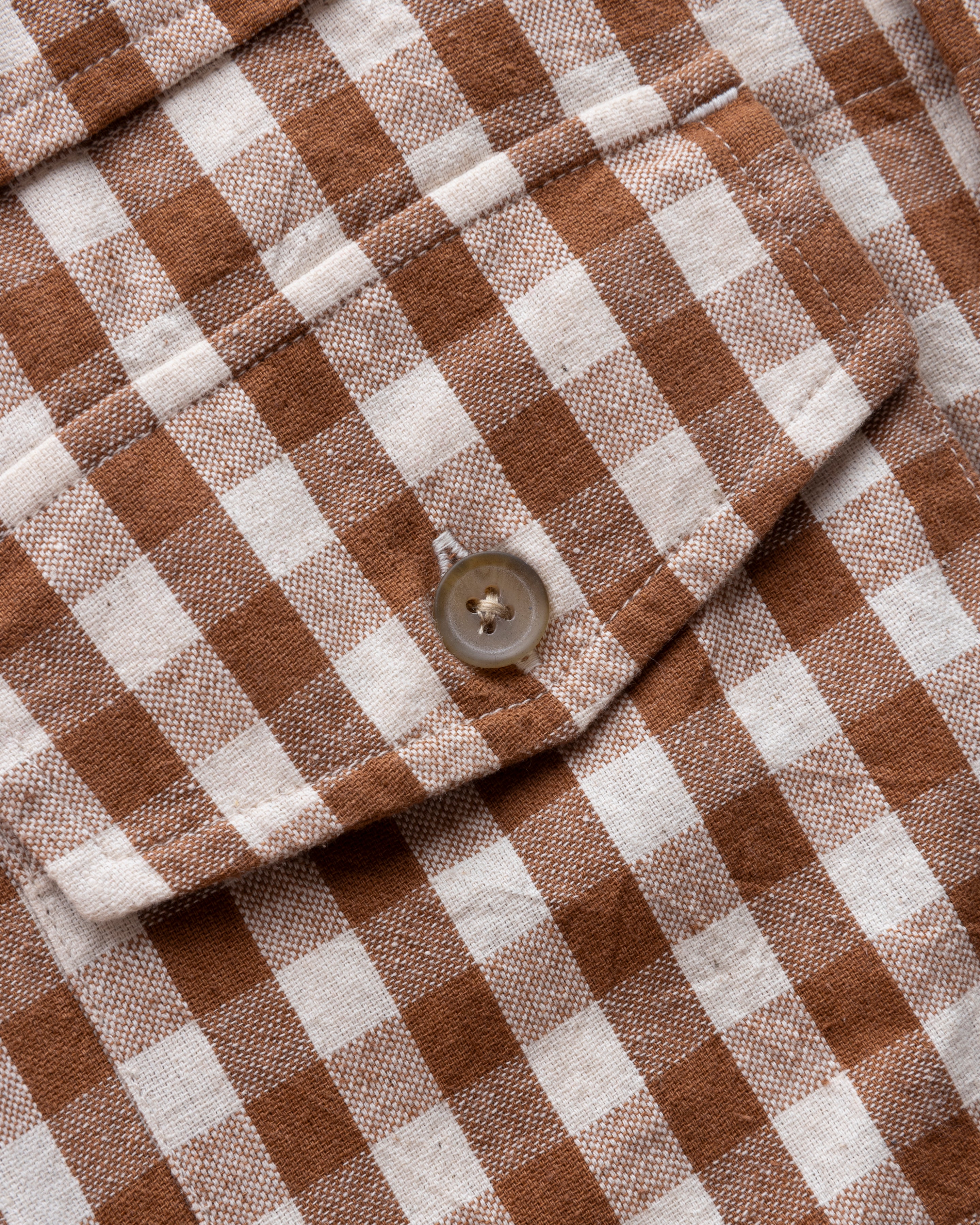 SS CAM SHIRT - ECRU / BRONZE HANDWOVEN COTTON GINGHAM