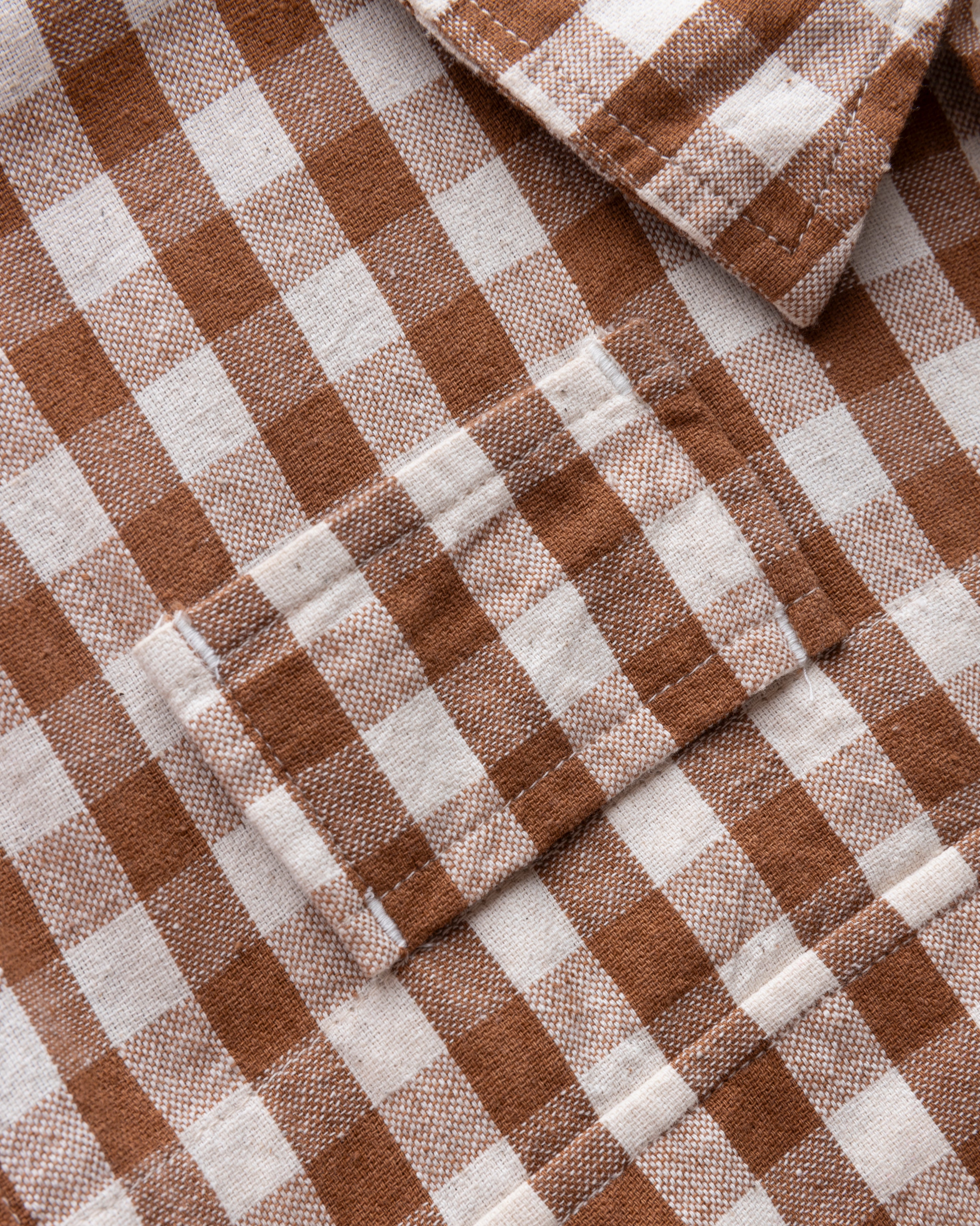 SS CAM SHIRT - ECRU / BRONZE HANDWOVEN COTTON GINGHAM