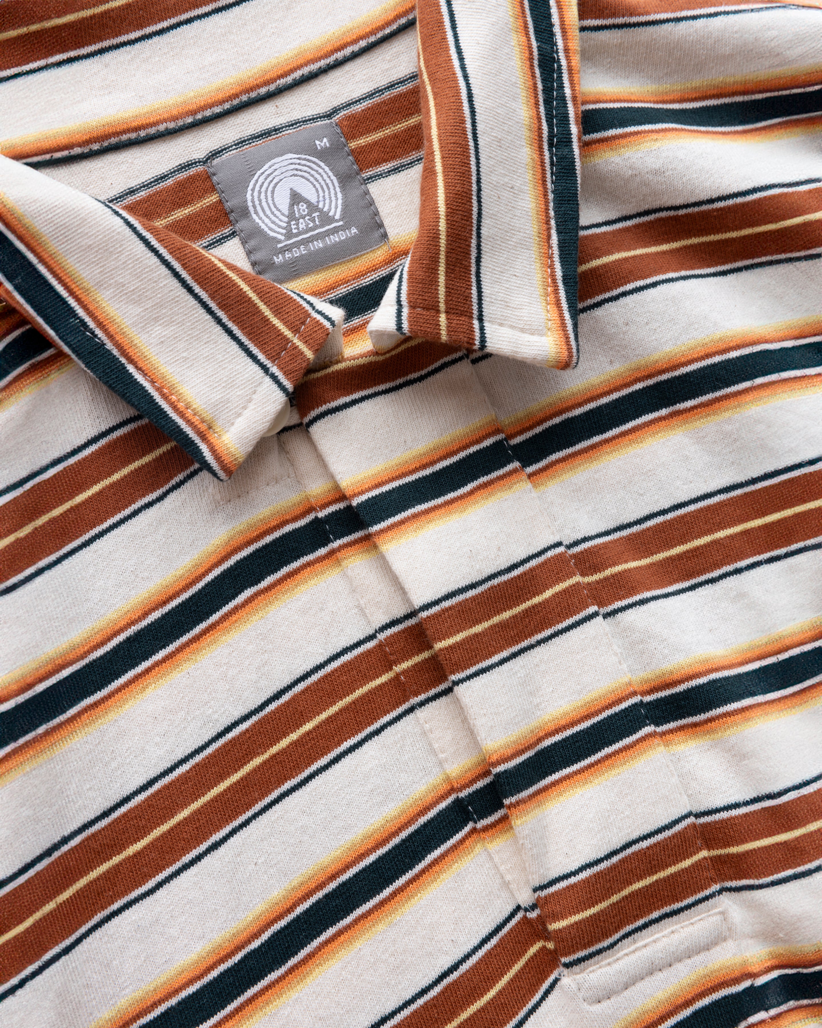 PETER SS BIG POLO - ECRU / CARAMEL / GRASS / GOLD MULTI STRIPE JERSEY