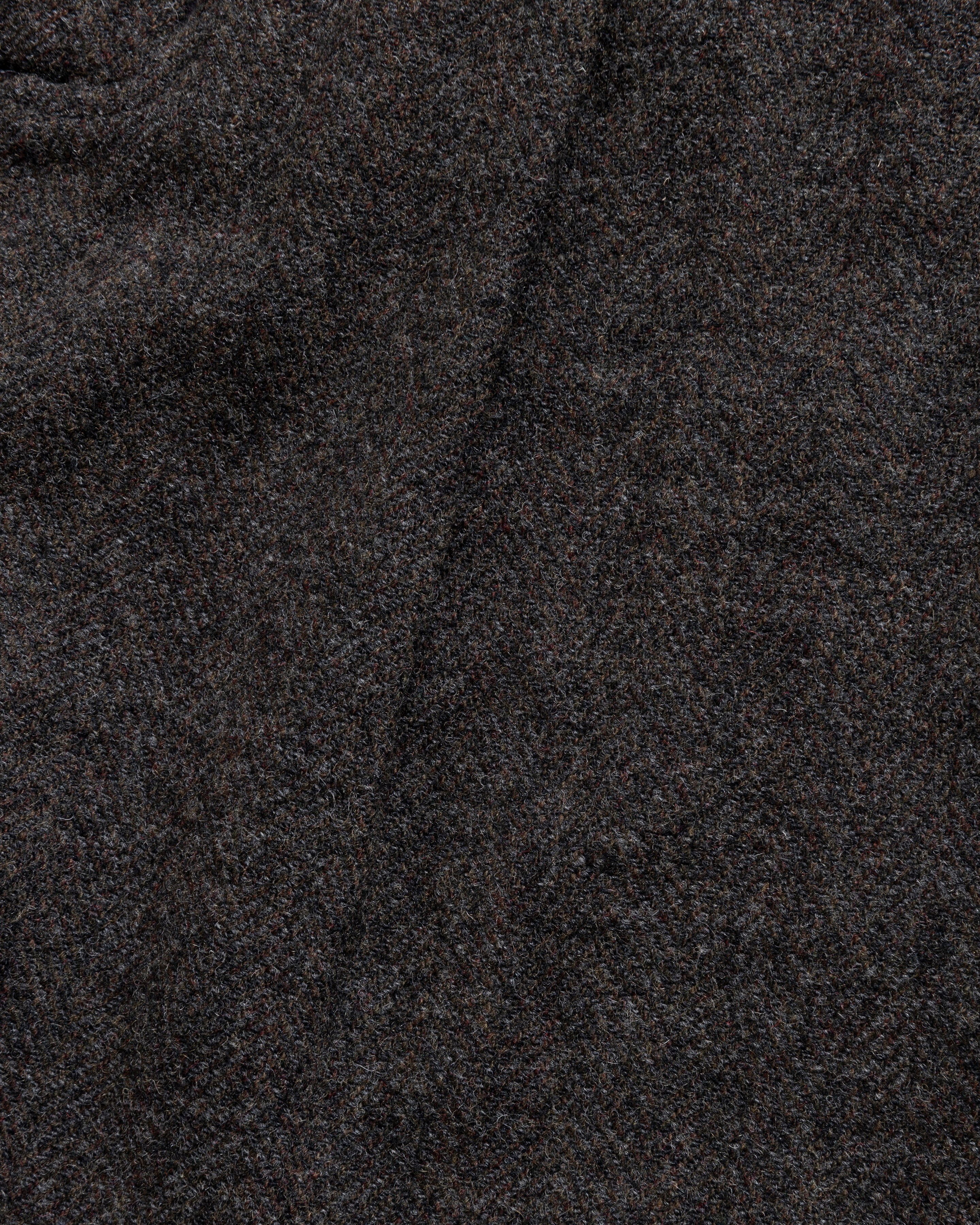 KELL PLEATED BIG PANT - CHARCOAL / DARK CACAO HERRINGBONE WOOLEN TWEED