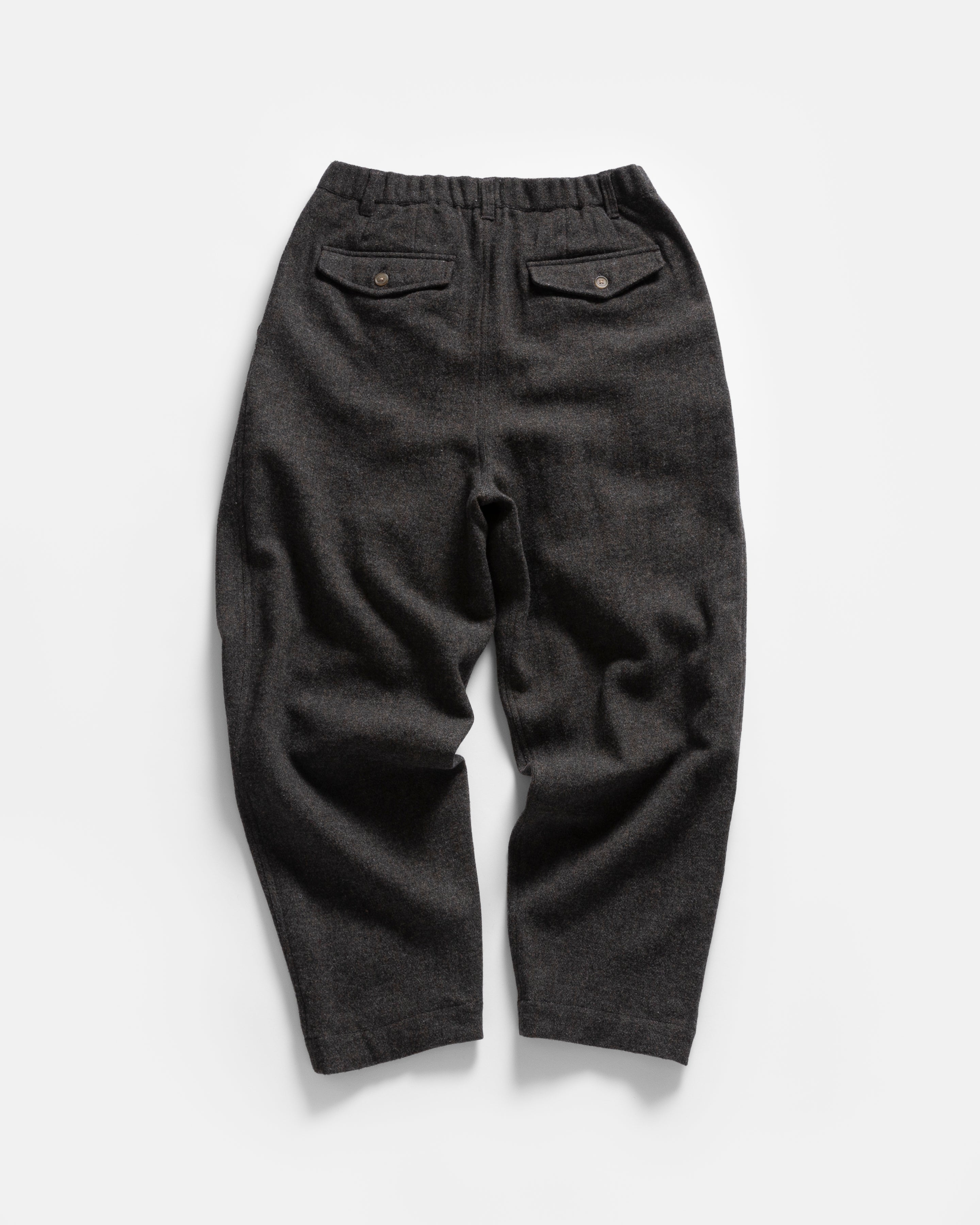 KELL PLEATED BIG PANT - CHARCOAL / DARK CACAO HERRINGBONE
