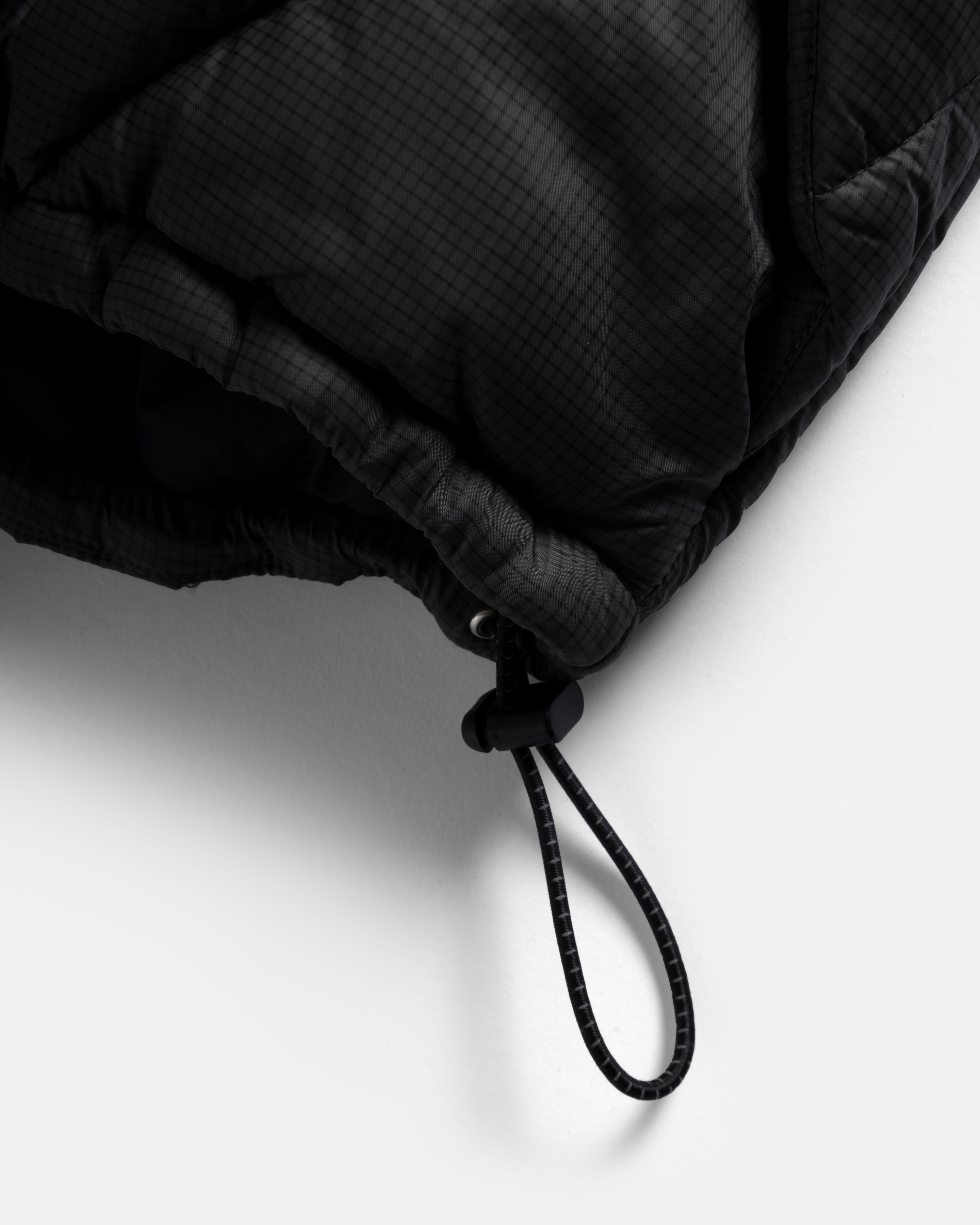 DREW WAVY GEODOME QUILTED JACKET - GUNMETAL FLYWEIGHT NYLON MICRO RIPSTOP WITH BLACK HAND-EMBROIDERED TWILL YOKE