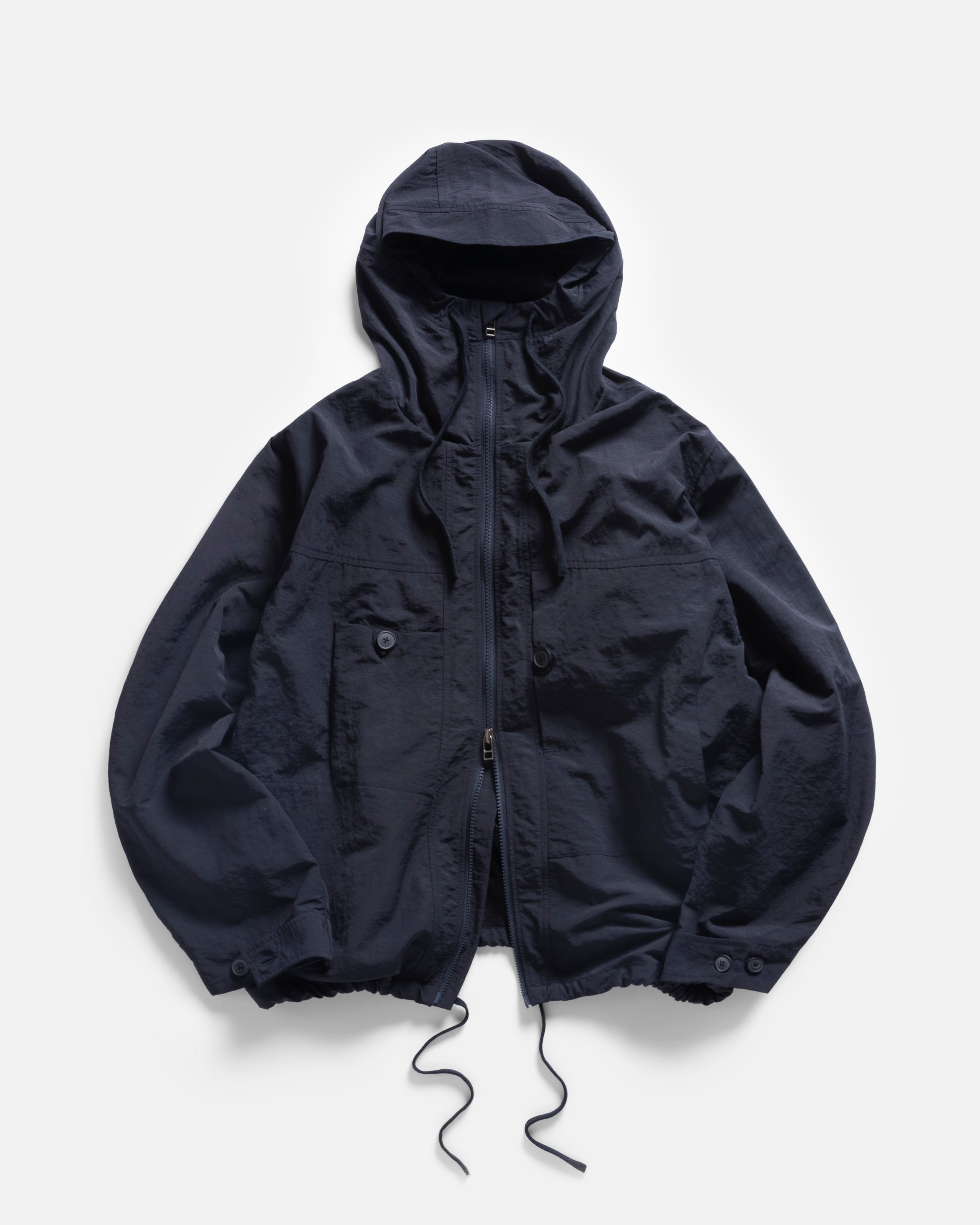 ATLAS HOODED SHELL - MIDNIGHT NAVY WATER-REPELLENT NYLON TASLAN