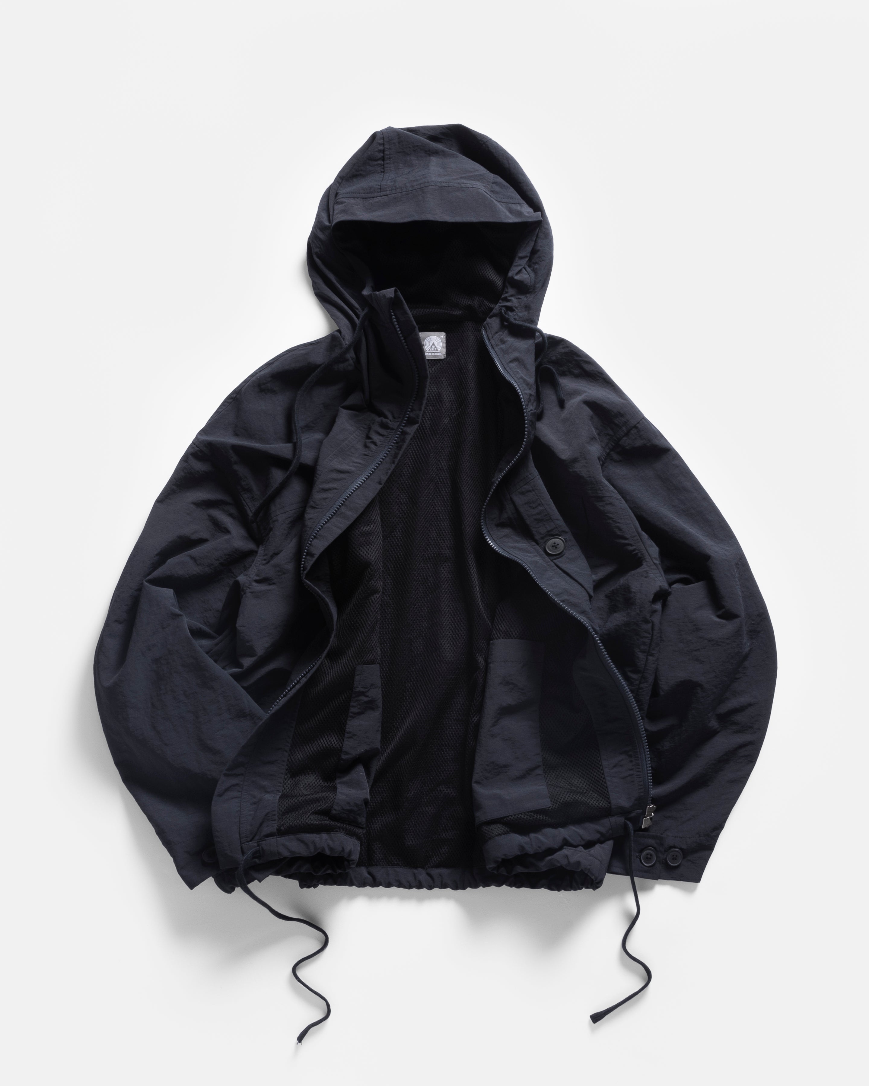 ATLAS HOODED SHELL - MIDNIGHT NAVY WATER-REPELLENT NYLON TASLAN