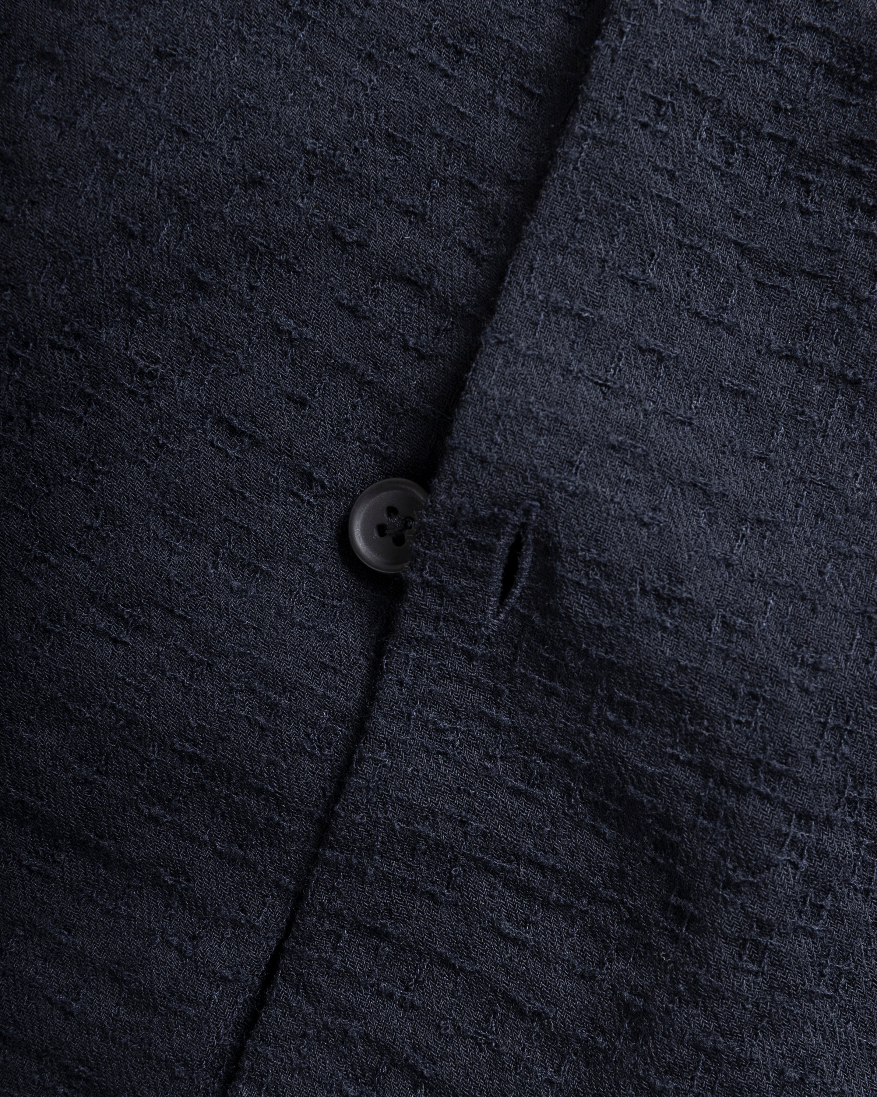 WES STRAIGHT HEM WORK SHIRT - MIDNIGHT NAVY WORSTED WOOL DOBBY