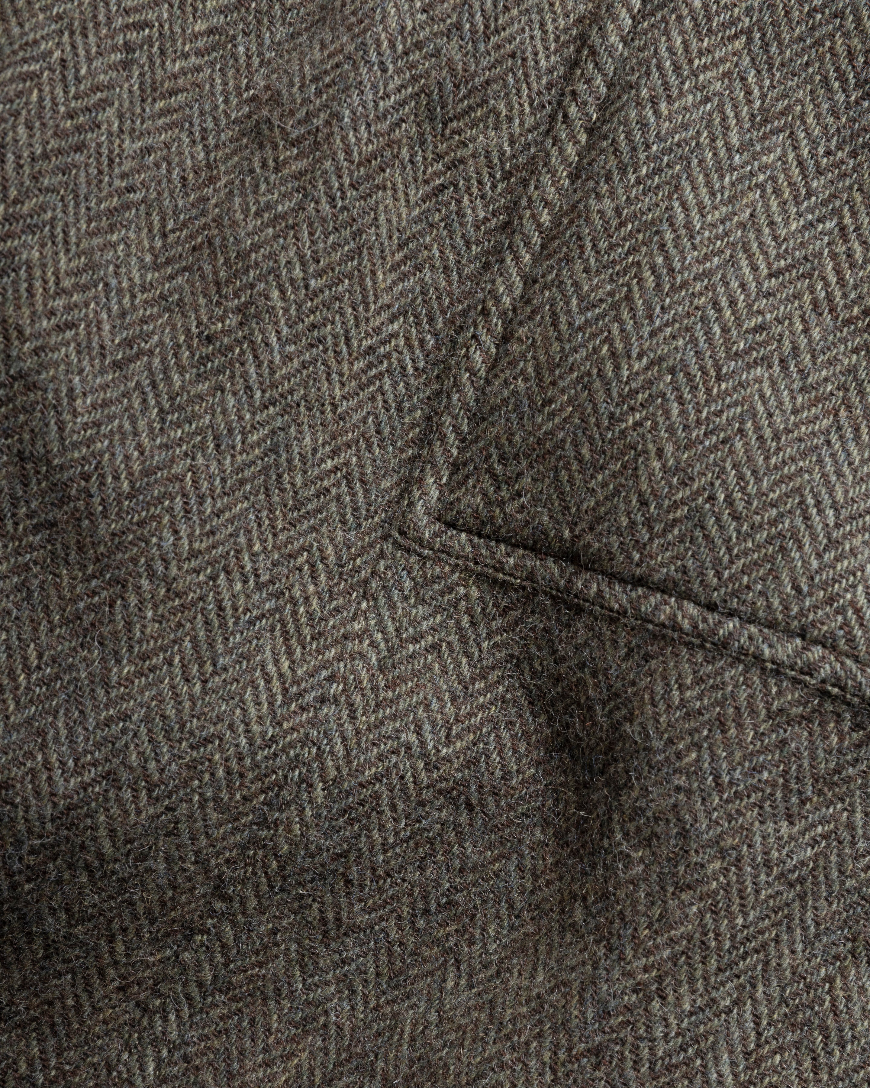 ROY BAKER PANT - MOSS / BROWN HERRINGBONE WOOLEN TWEED