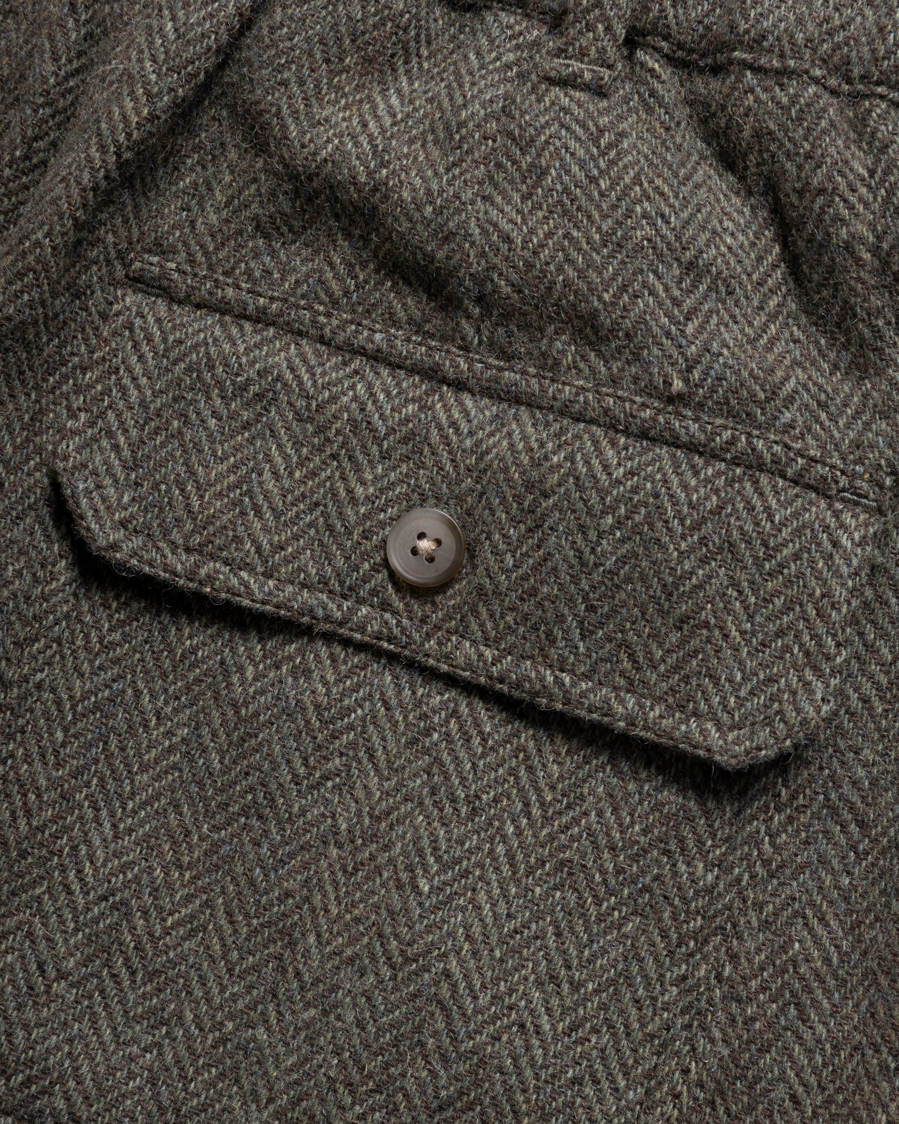 ROY BAKER PANT - MOSS / BROWN HERRINGBONE WOOLEN TWEED