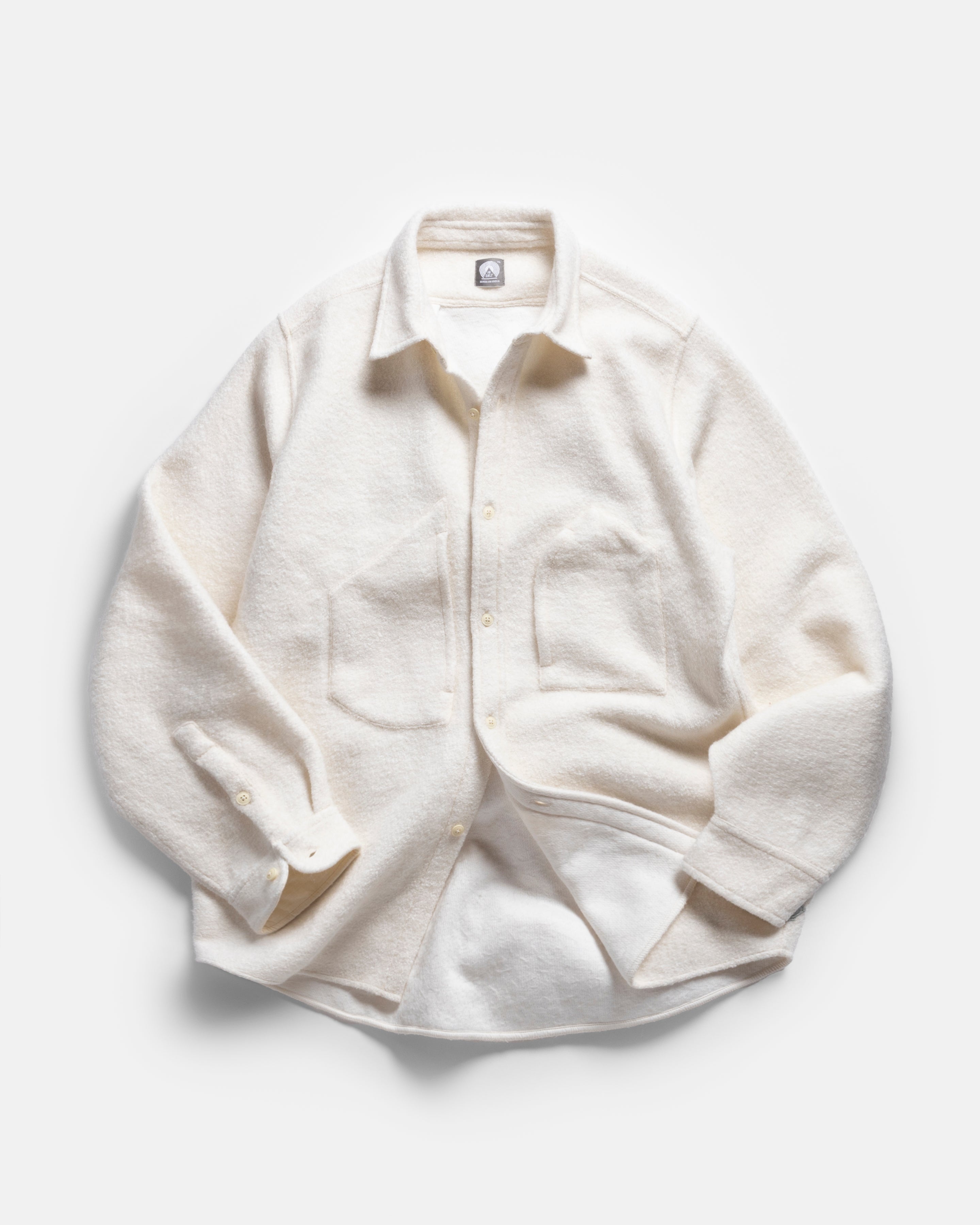 BACLIFF ABSTRACT POCKET WORK SHIRT - SALT WOOLEN BOUCLÉ