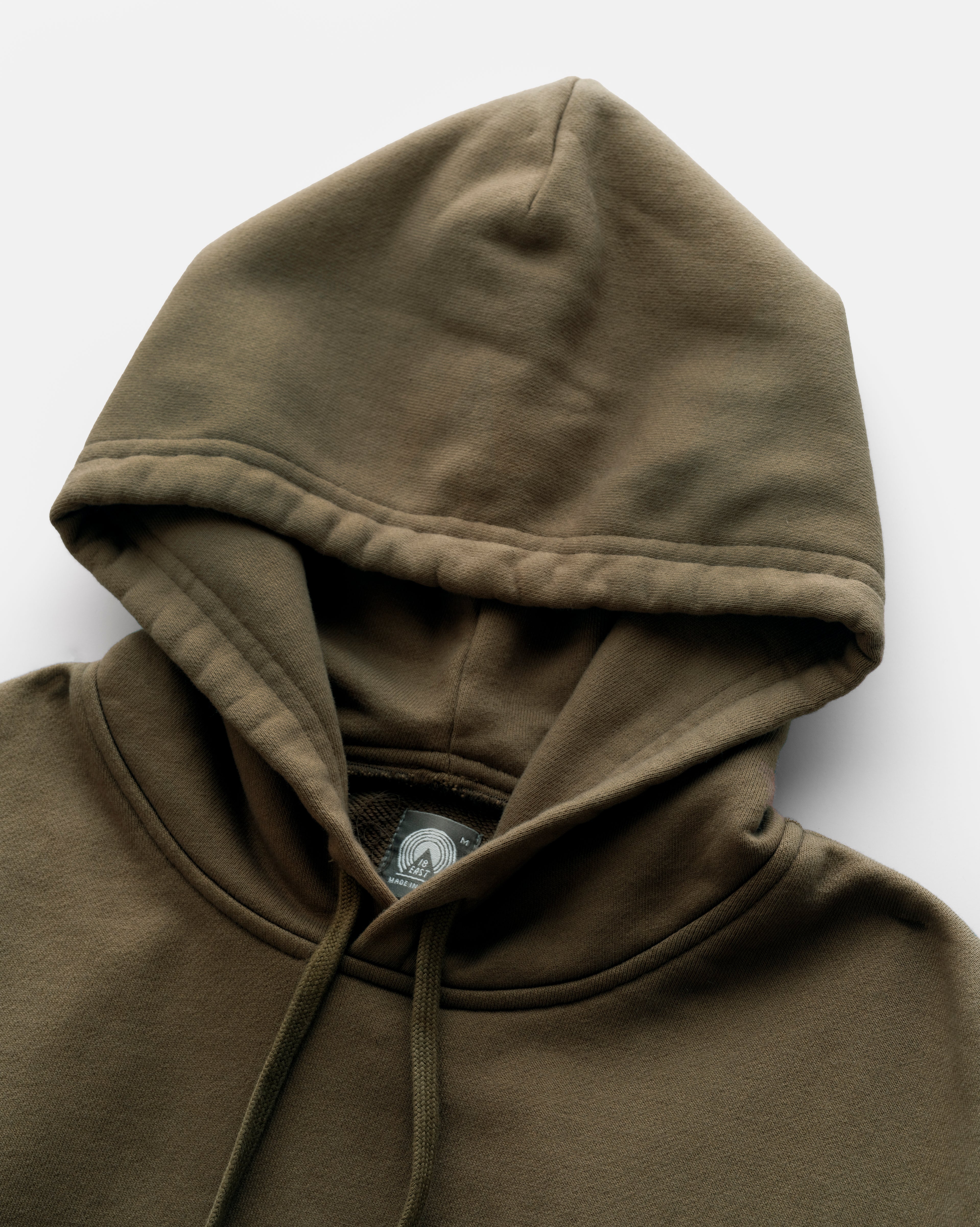 LUGO HOODED SWEATSHIRT - COVERT GREEN 19oz. ALL COTTON LOOPBACK TERRY – 18  East