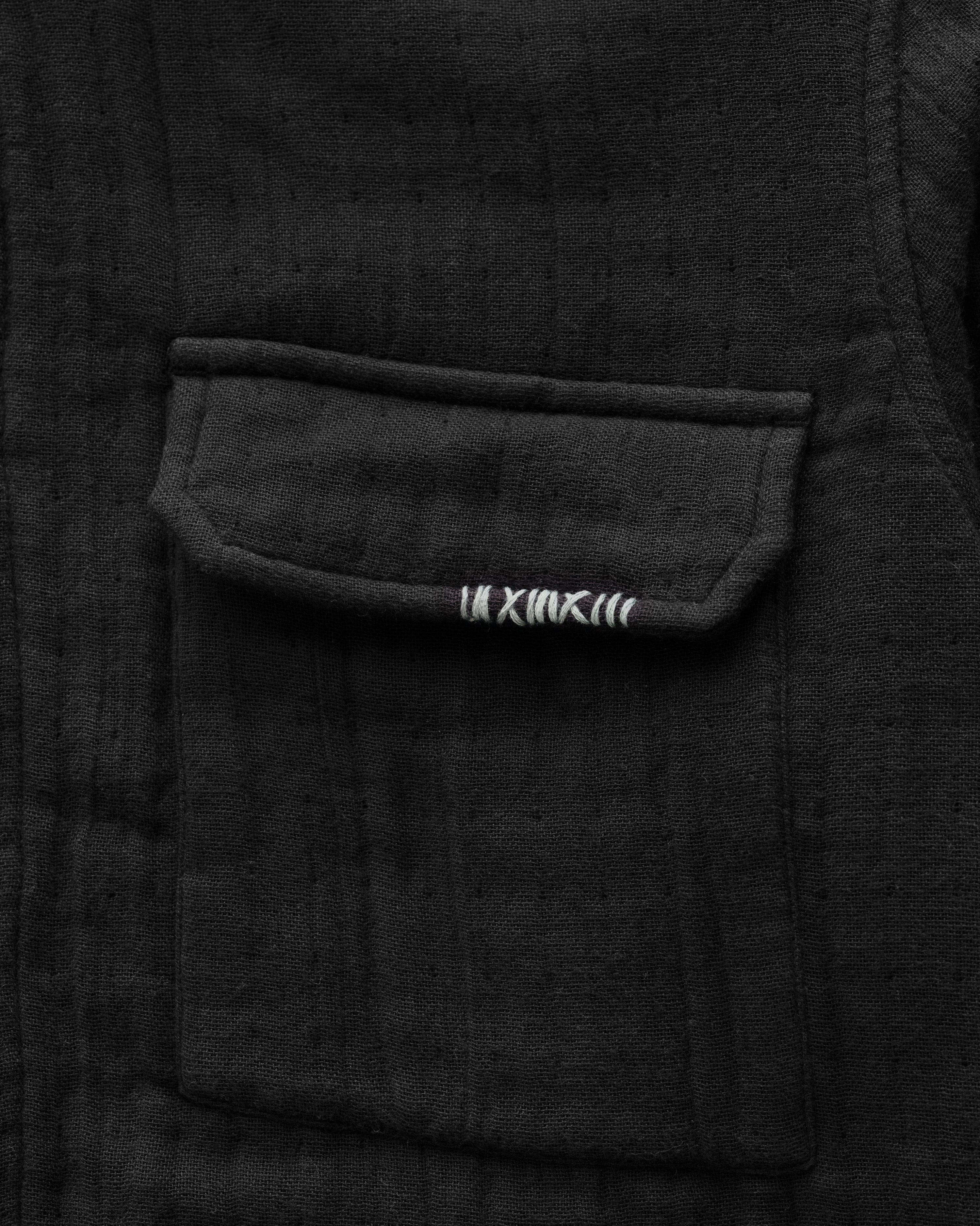 FIELD SHIRT - BLACK TRIPLE GAUZE COTTON WITH NATURALLY DYED HAND MENDING