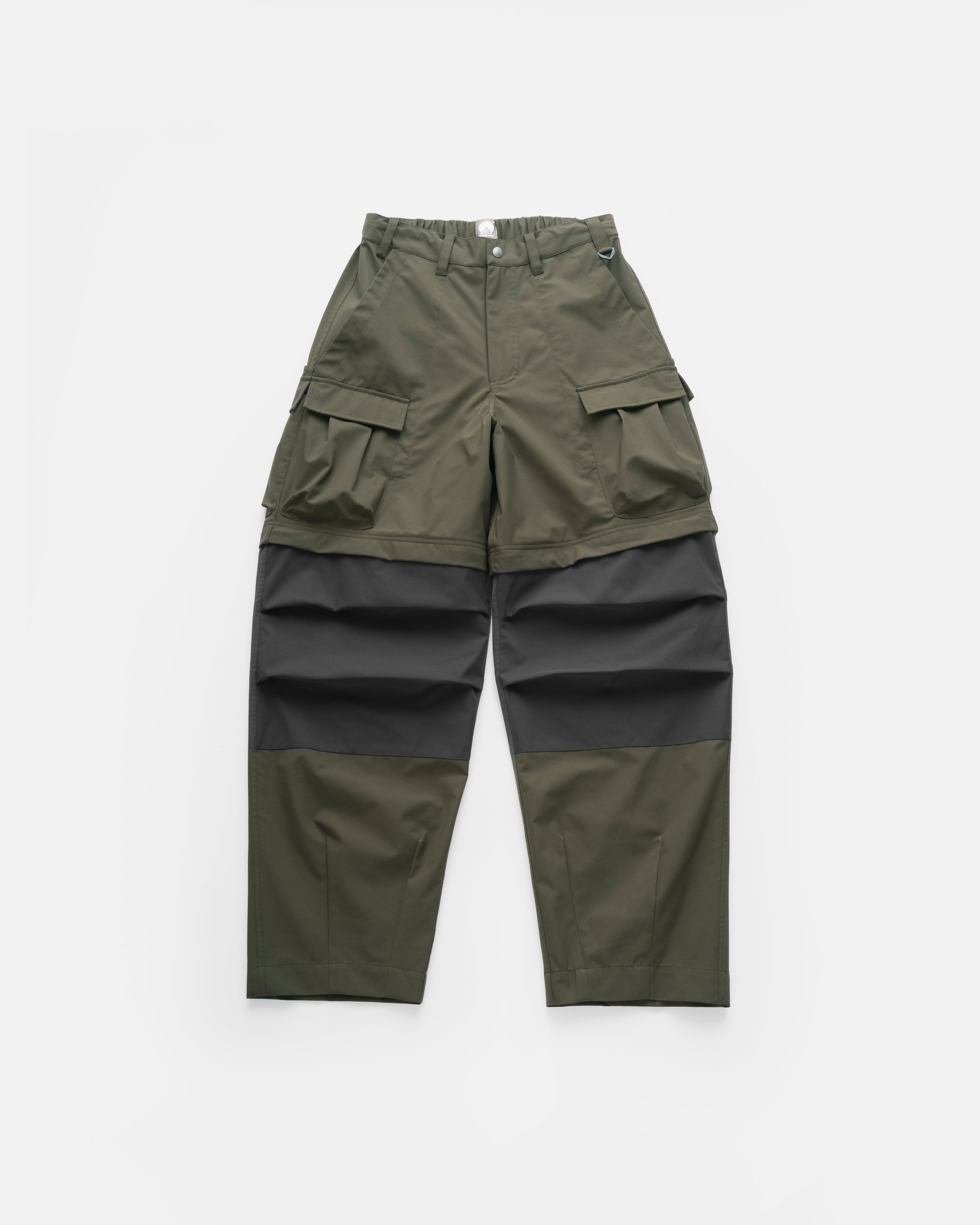 CASCADE OUTDOOR PROTECTION SYSTEM CONVERTIBLE CARGO PANT - O.D. GREEN / WASHED BLACK WATER-REPELLENT BONDED MEMBRANE