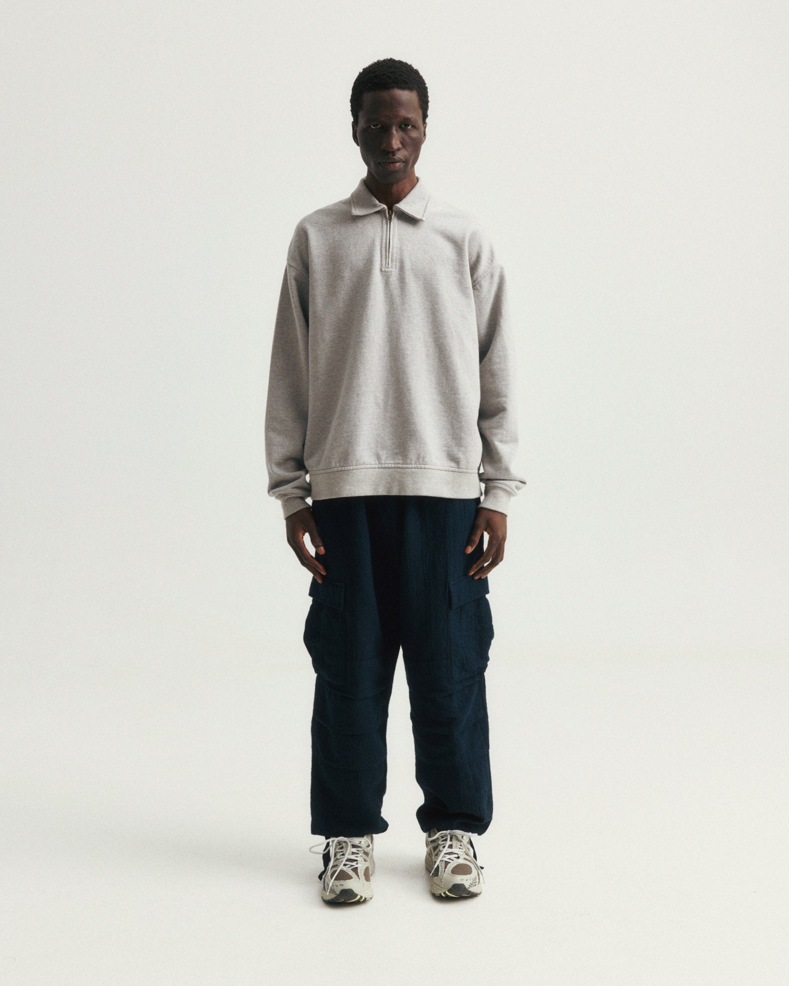 COLLAN ZIP COLLAR SWEATSHIRT - PRACTICE HEATHER 19oz. ALL COTTON LOOPBACK TERRY FLEECE