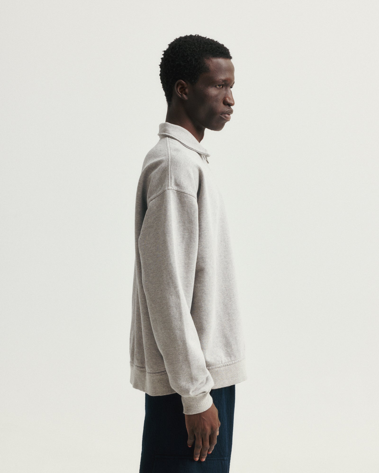 COLLAN ZIP COLLAR SWEATSHIRT - PRACTICE HEATHER 19oz. ALL COTTON LOOPBACK TERRY FLEECE