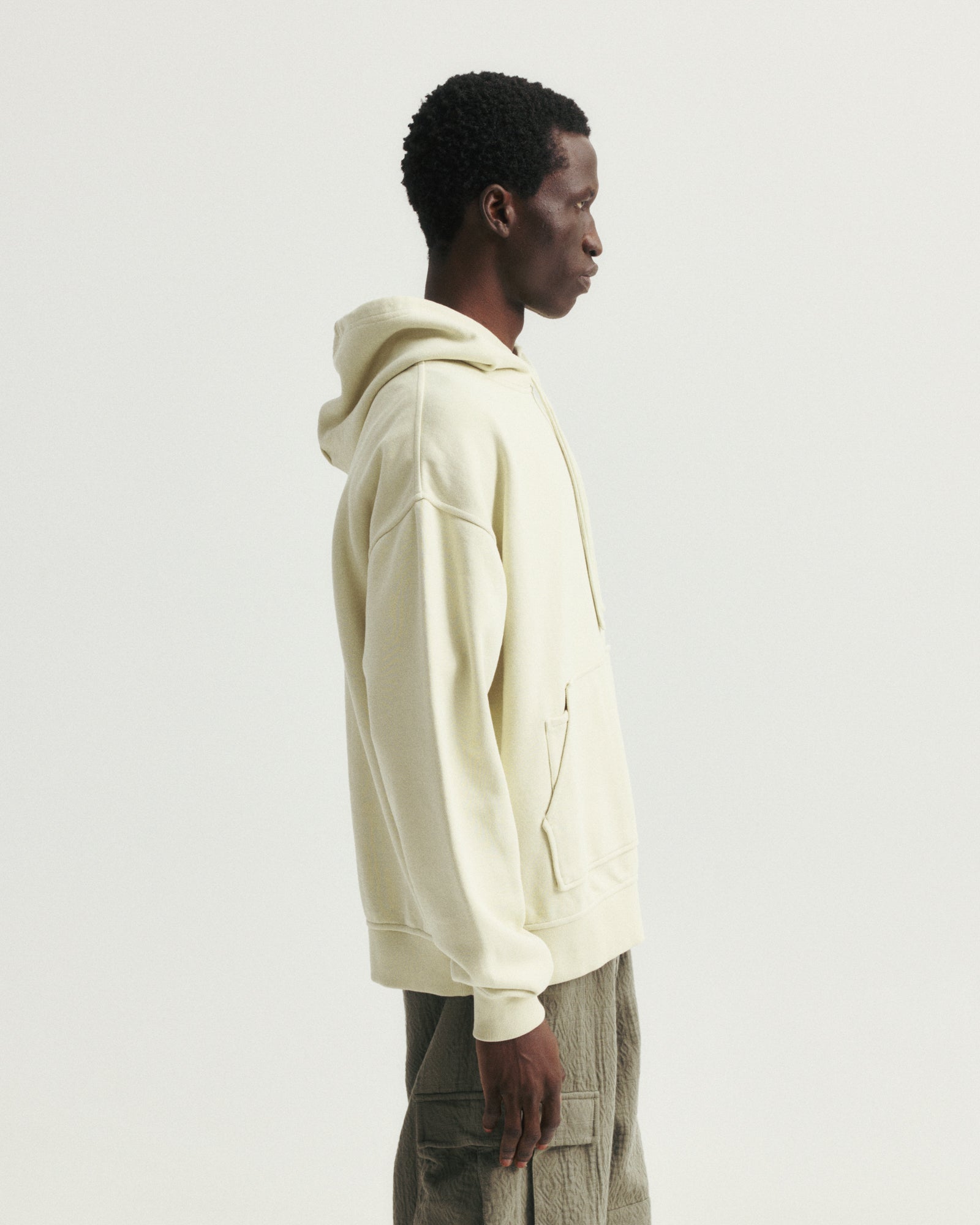 NOVIS HOODED SWEATSHIRT - BARELY LICHEN 19oz. ALL COTTON LOOPBACK TERRY FLEECE