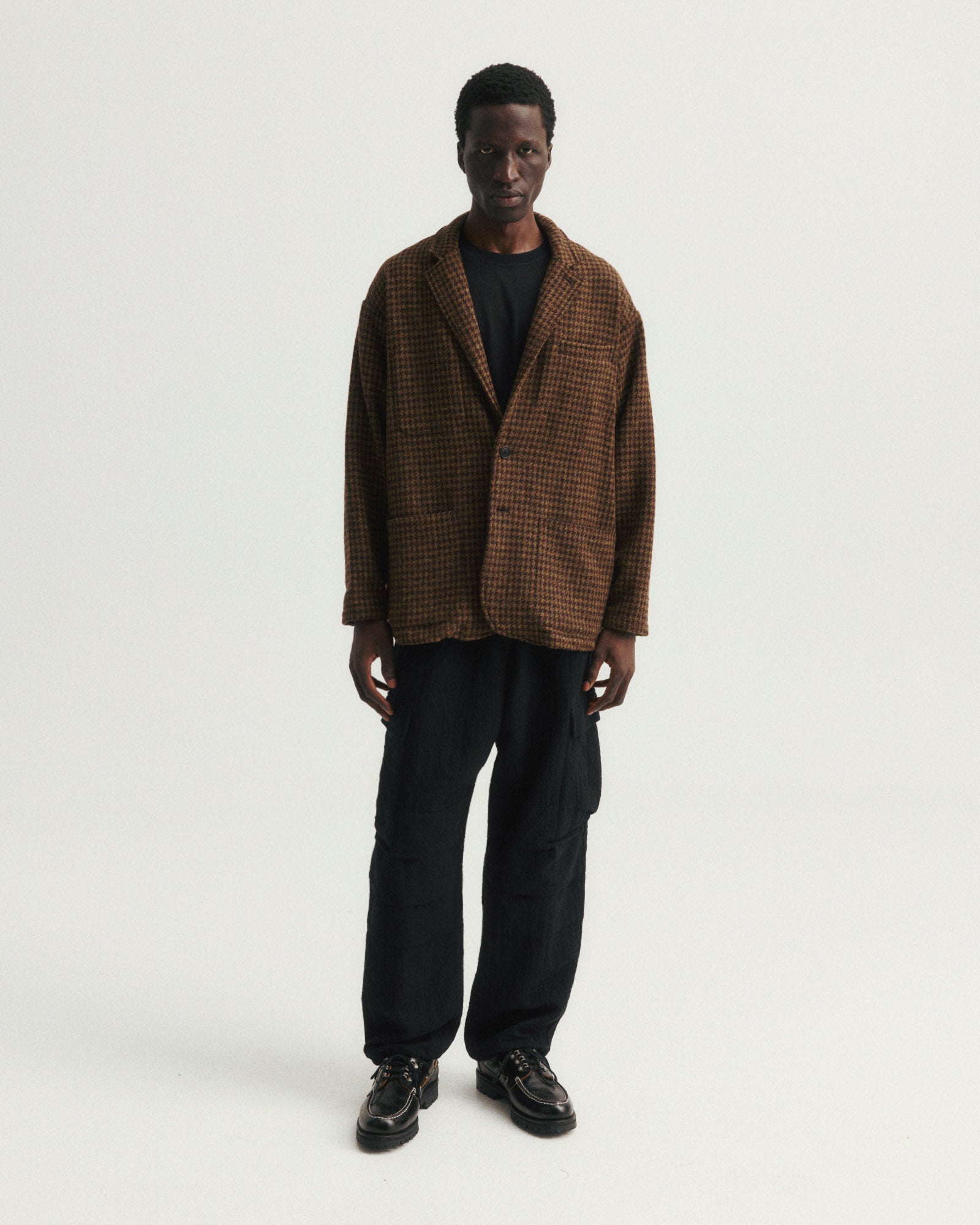 ASHEVILLE OVERSIZED BLAZER - OLIVE / FONDENTE BROWN WOOLEN