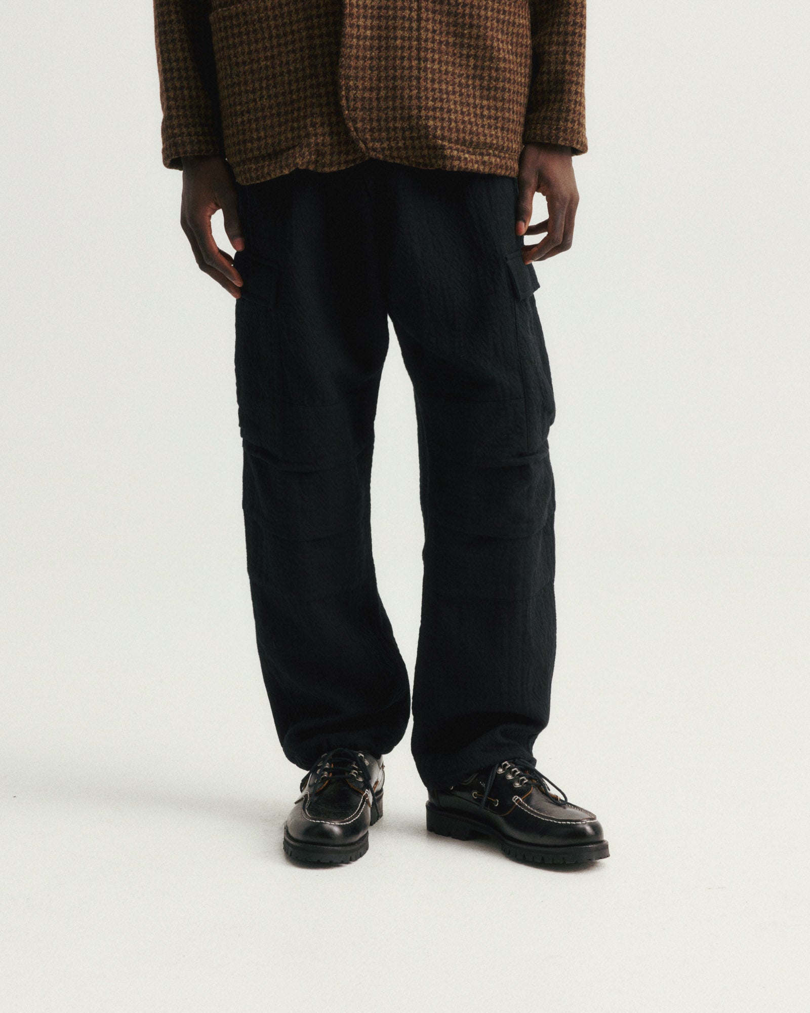 GORECKI CARGO PANT - BLACK DOUBLE WEAVE JACQUARD COTTON