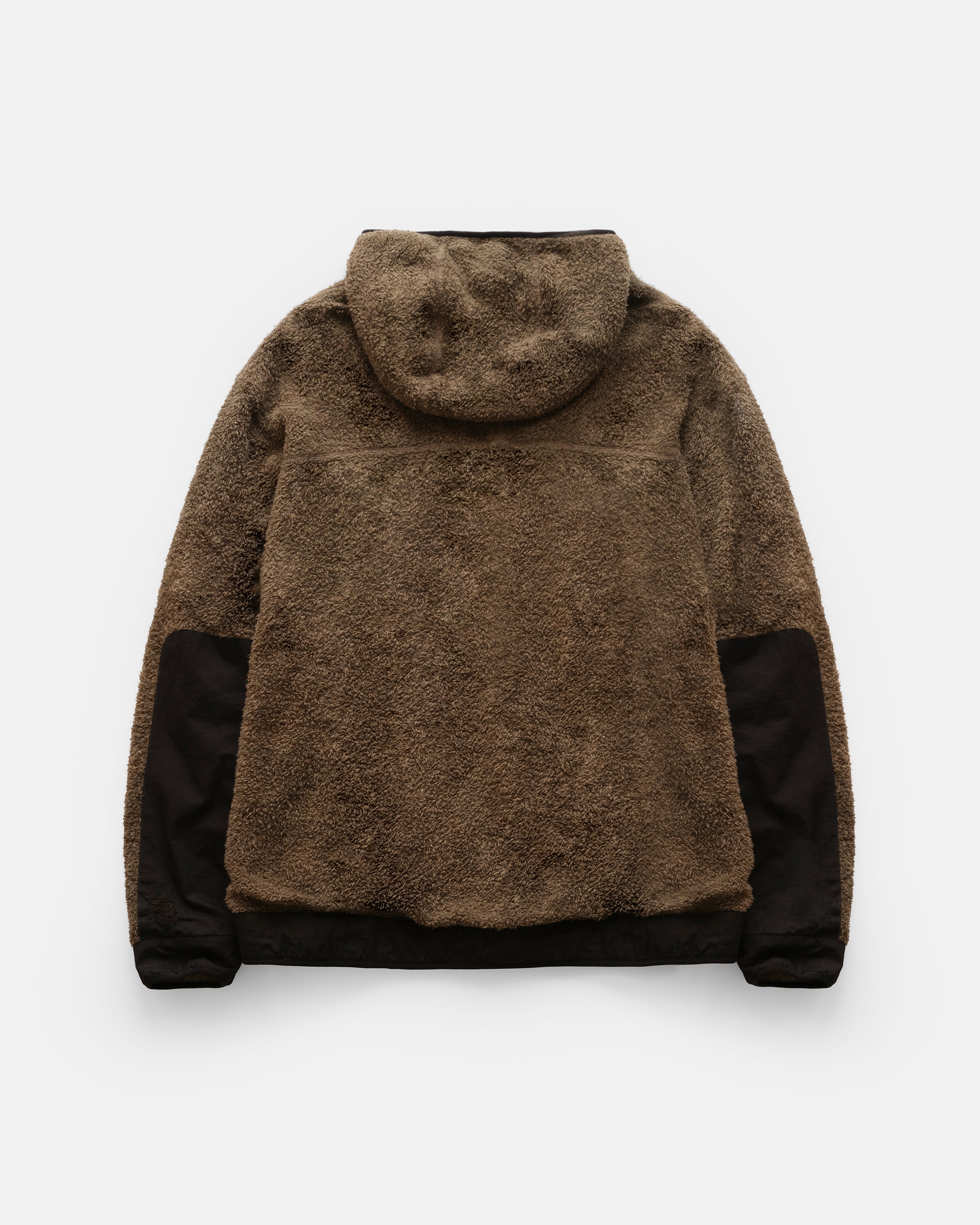 TEMPO LTE HOODED FLEECE - BROWN BLENDED WOOL BOUCLE / BLACK 60/40 RIPSTOP