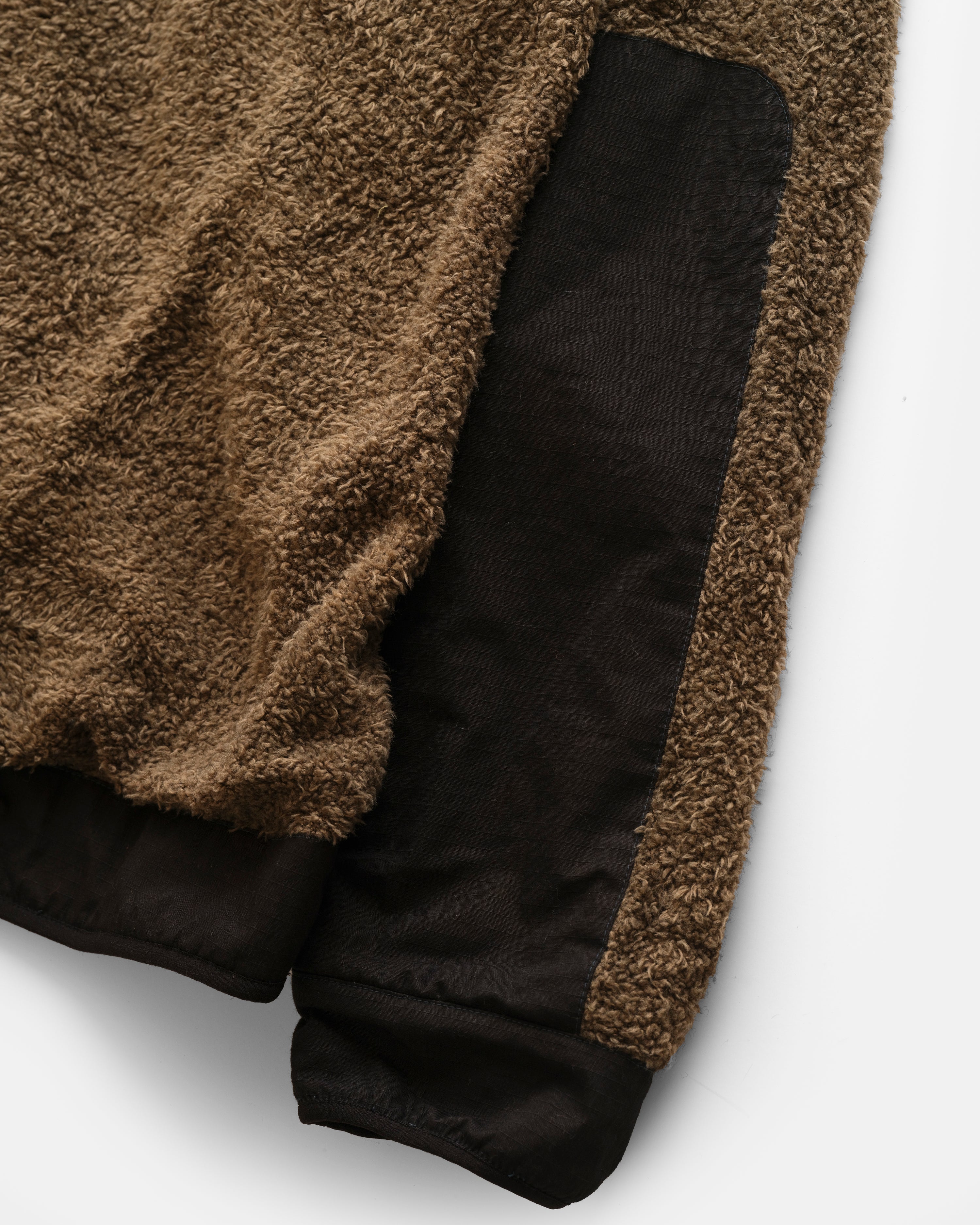 TEMPO LTE HOODED FLEECE - BROWN BLENDED WOOL BOUCLE / BLACK 60/40 RIPSTOP