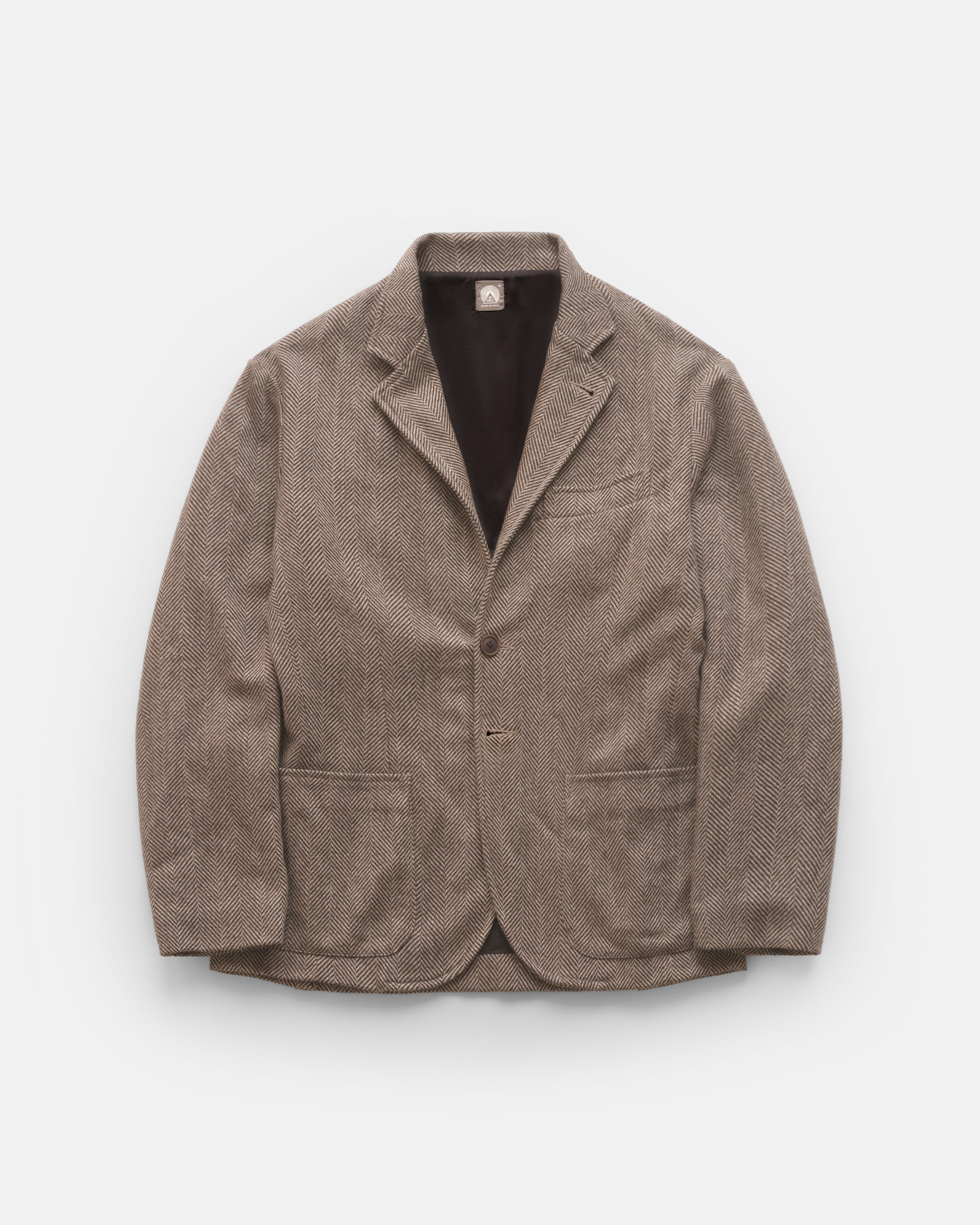 COSTA BLAZER - TONAL BROWN HERRINGBONE WOOL