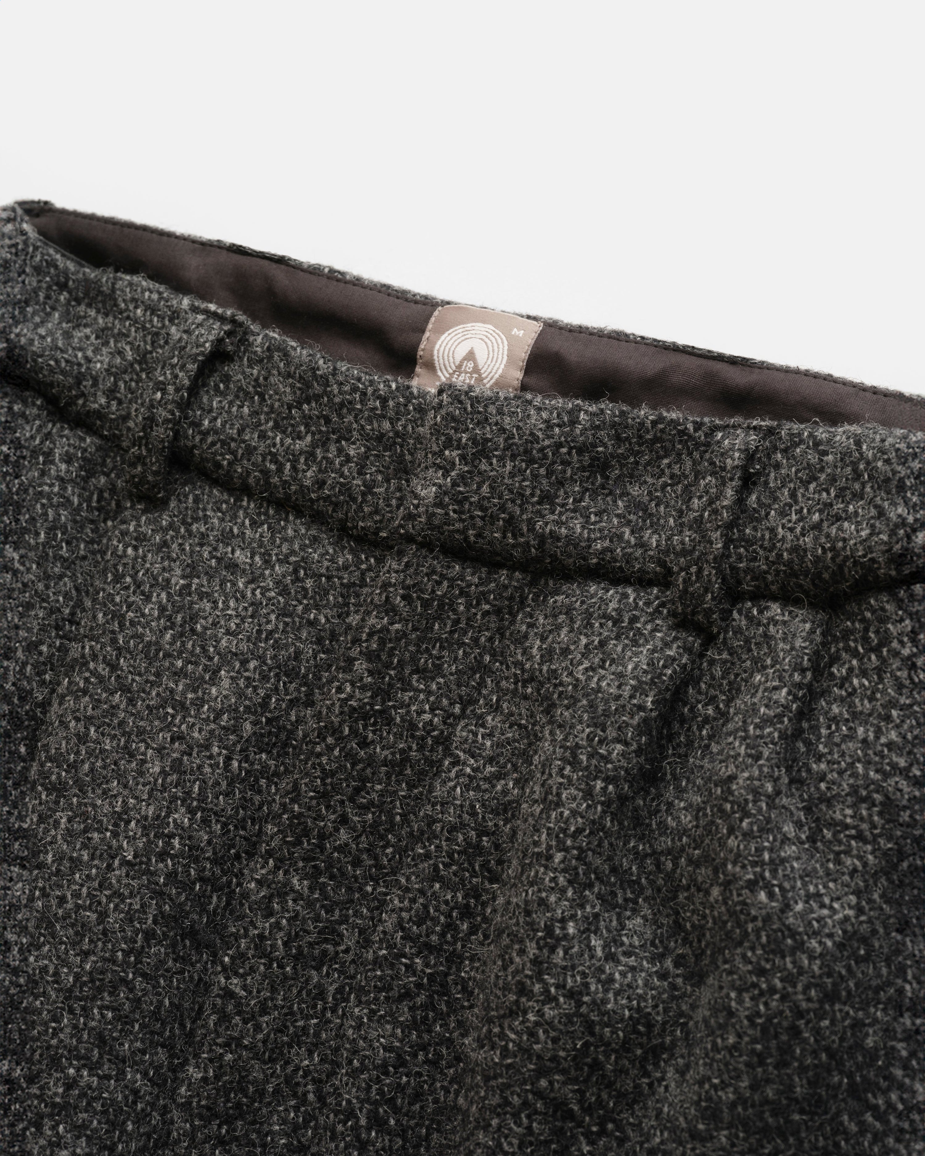 AUSTEN DOUBLE PLEATED PANT - CHARCOAL WOOL TWEED CORDUROY