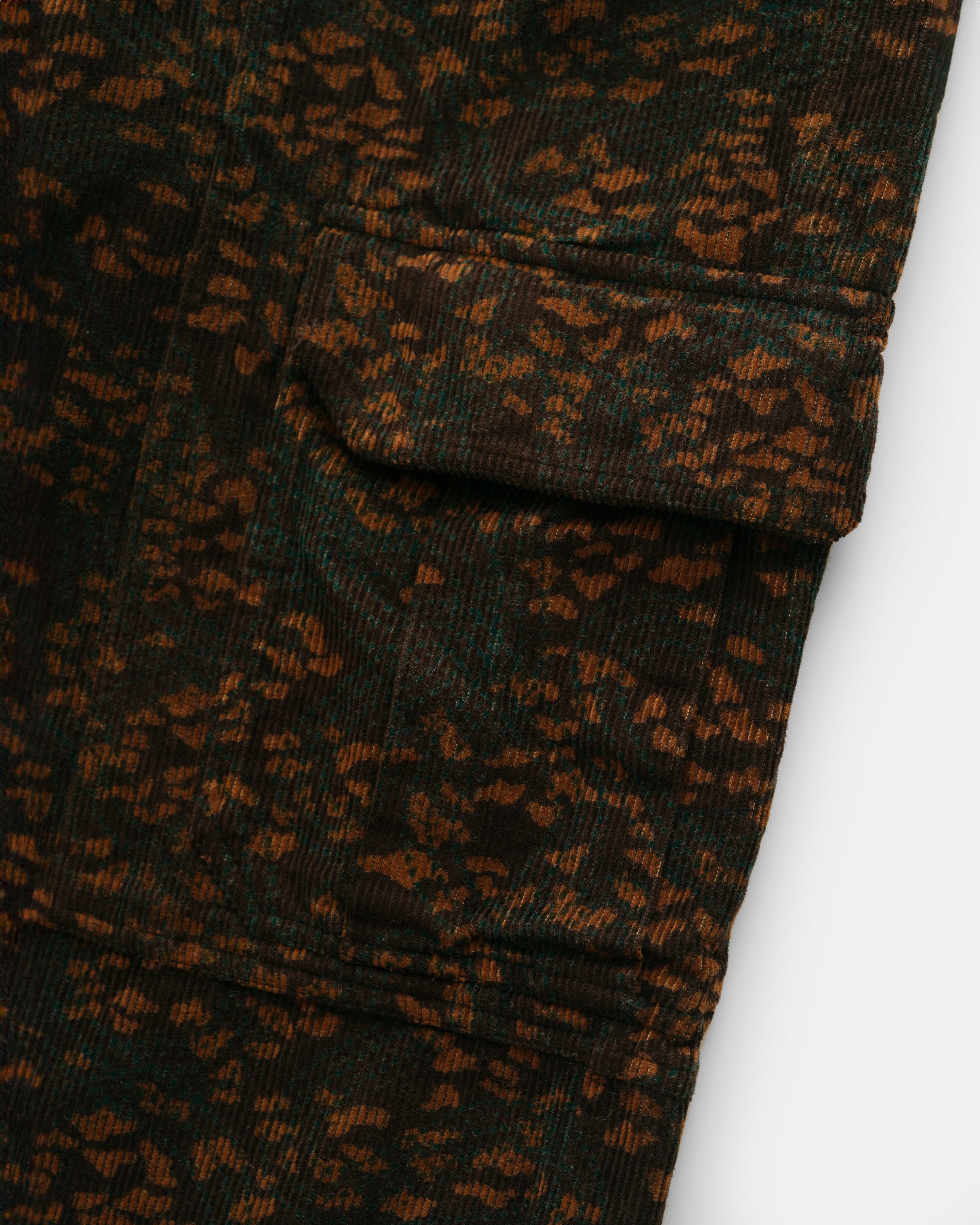 ELGIN CARGO PANT - OBSIDIAN / PETROL GREEN / GOLDEN BEAR PRINTED CORDUROY