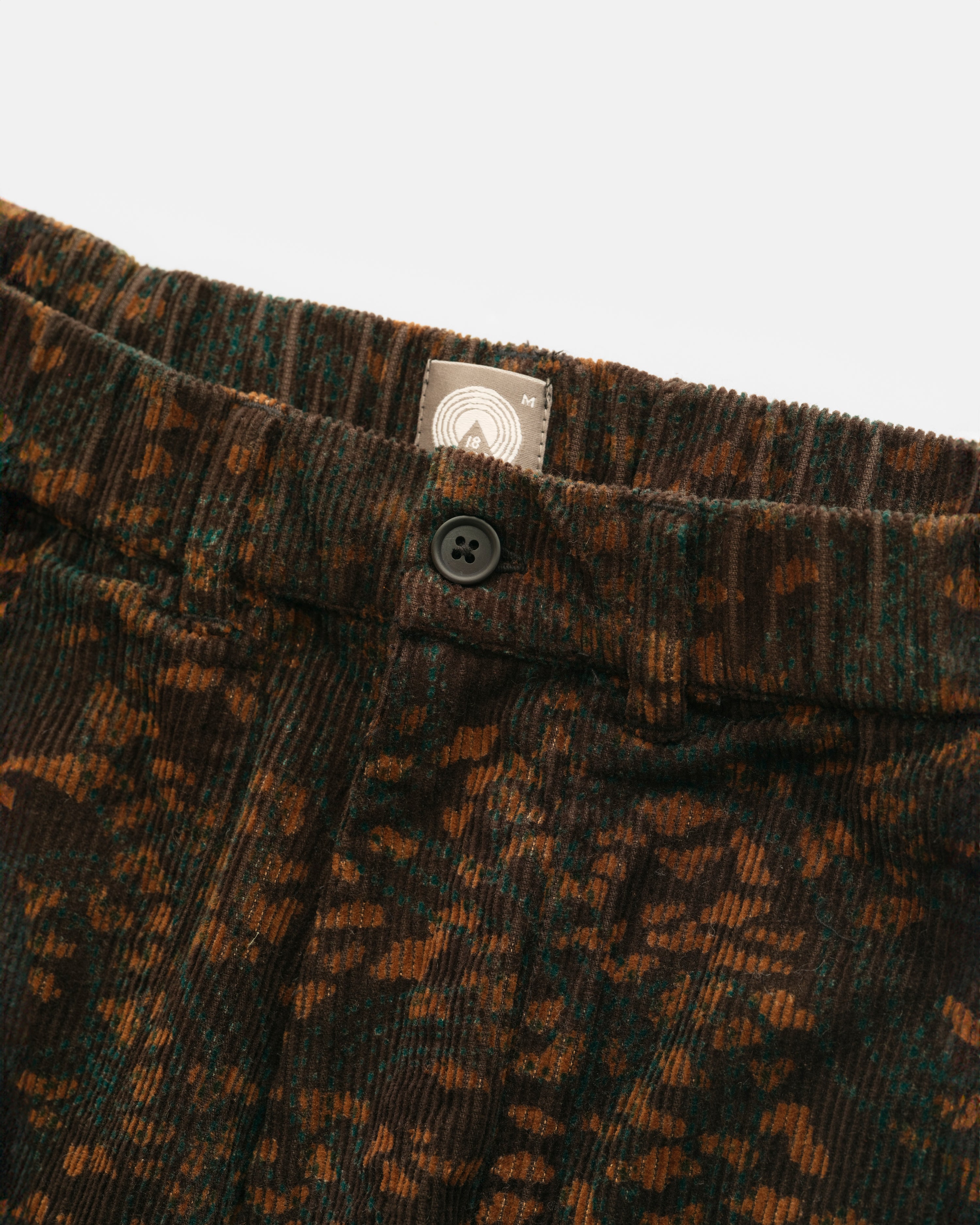 ELGIN CARGO PANT - OBSIDIAN / PETROL GREEN / GOLDEN BEAR PRINTED CORDUROY
