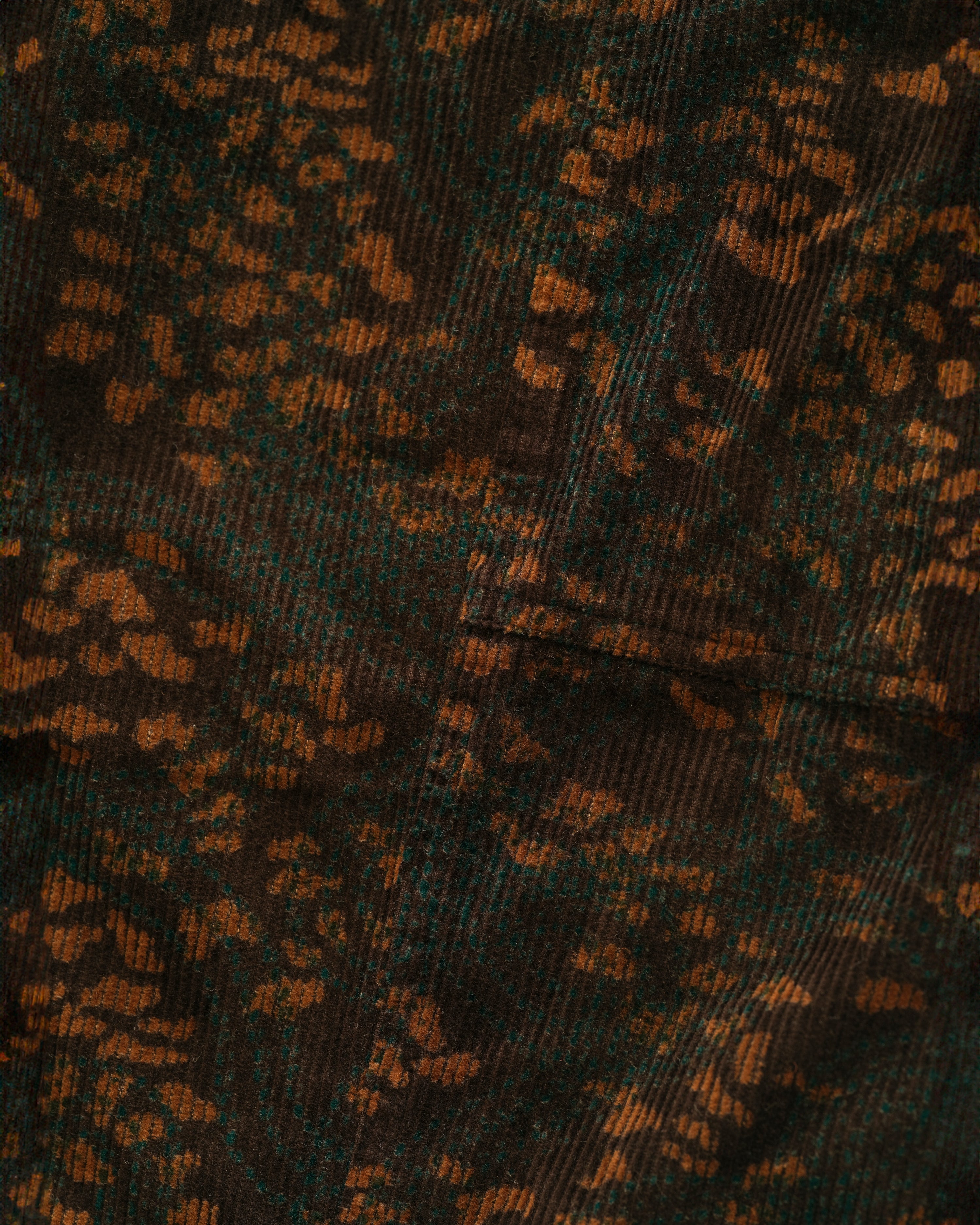 ELGIN CARGO PANT - OBSIDIAN / PETROL GREEN / GOLDEN BEAR PRINTED CORDUROY