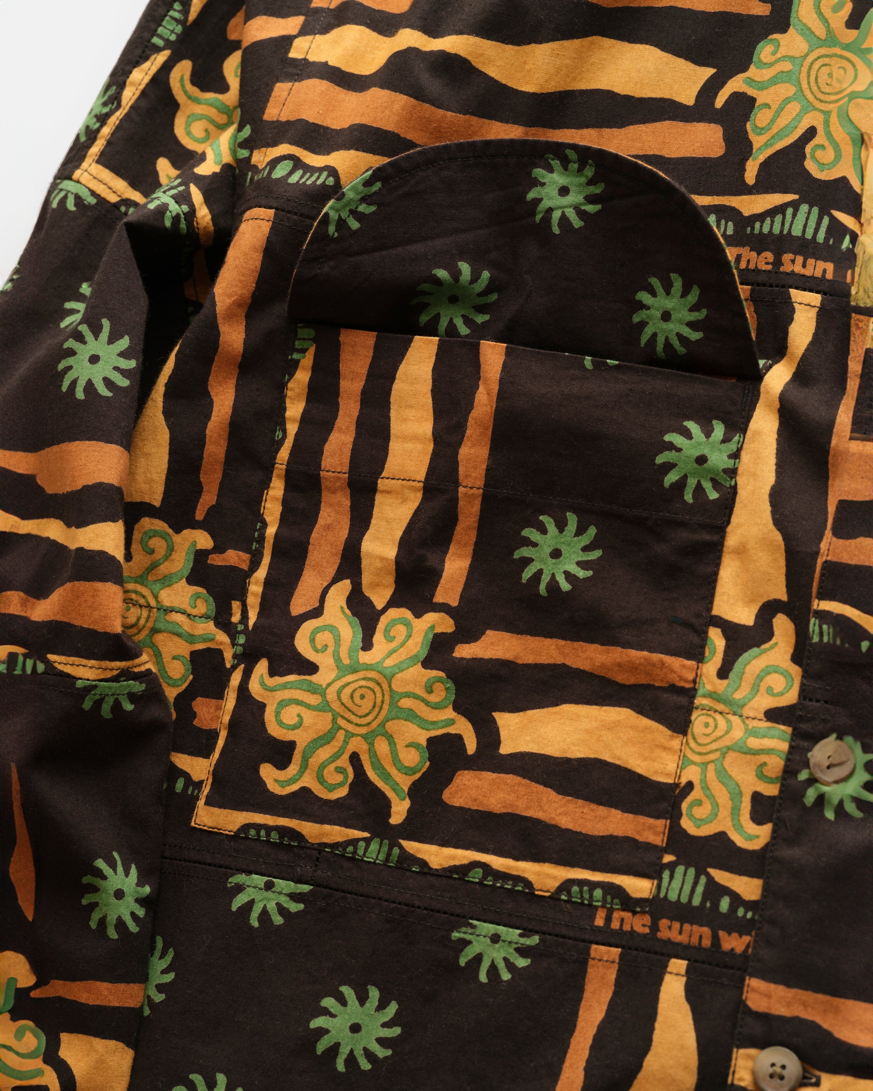 AGEROLA LATTICE STITCHED PATCHWORK SHIRT - BLACK / GRASS / RUSSET COTTON BROADCLOTH