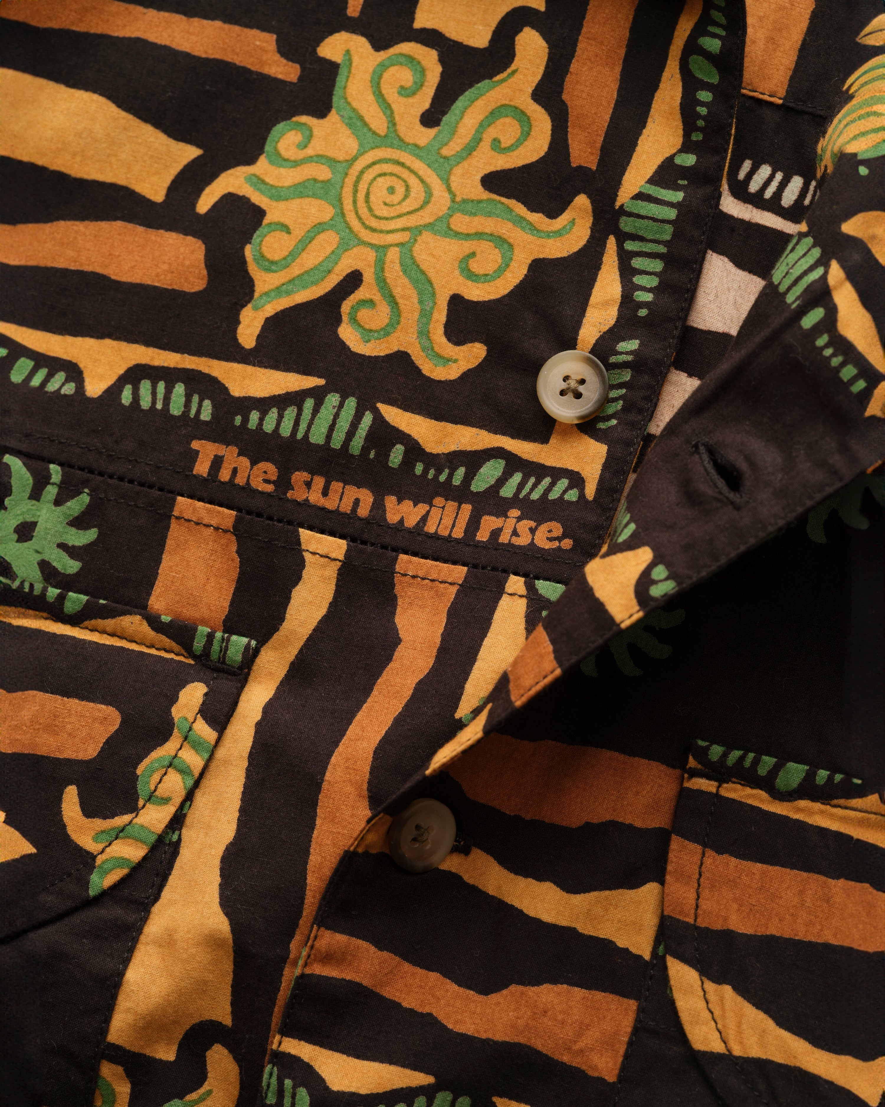 AGEROLA LATTICE STITCHED PATCHWORK SHIRT - BLACK / GRASS / RUSSET COTTON BROADCLOTH