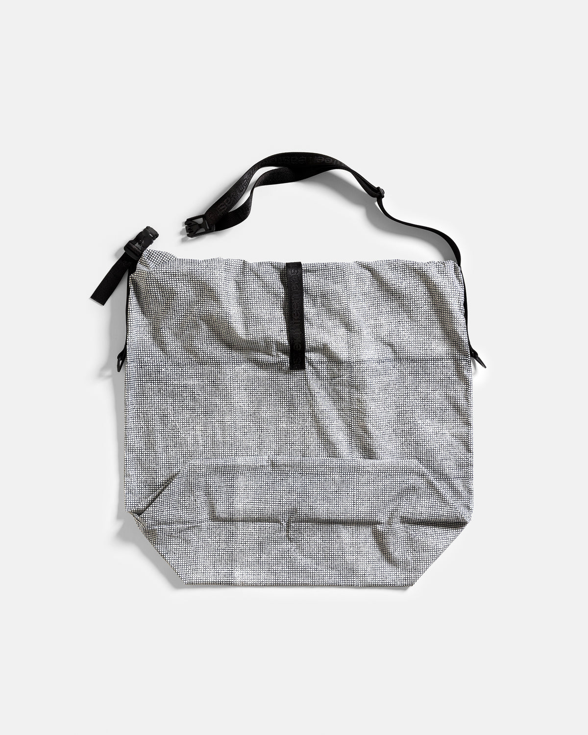 A# ROLL-TOP TACTICAL SLING BAG - CINDER / WHITE HAND BLOCK PRINTED COTTON MICRO RIPSTOP