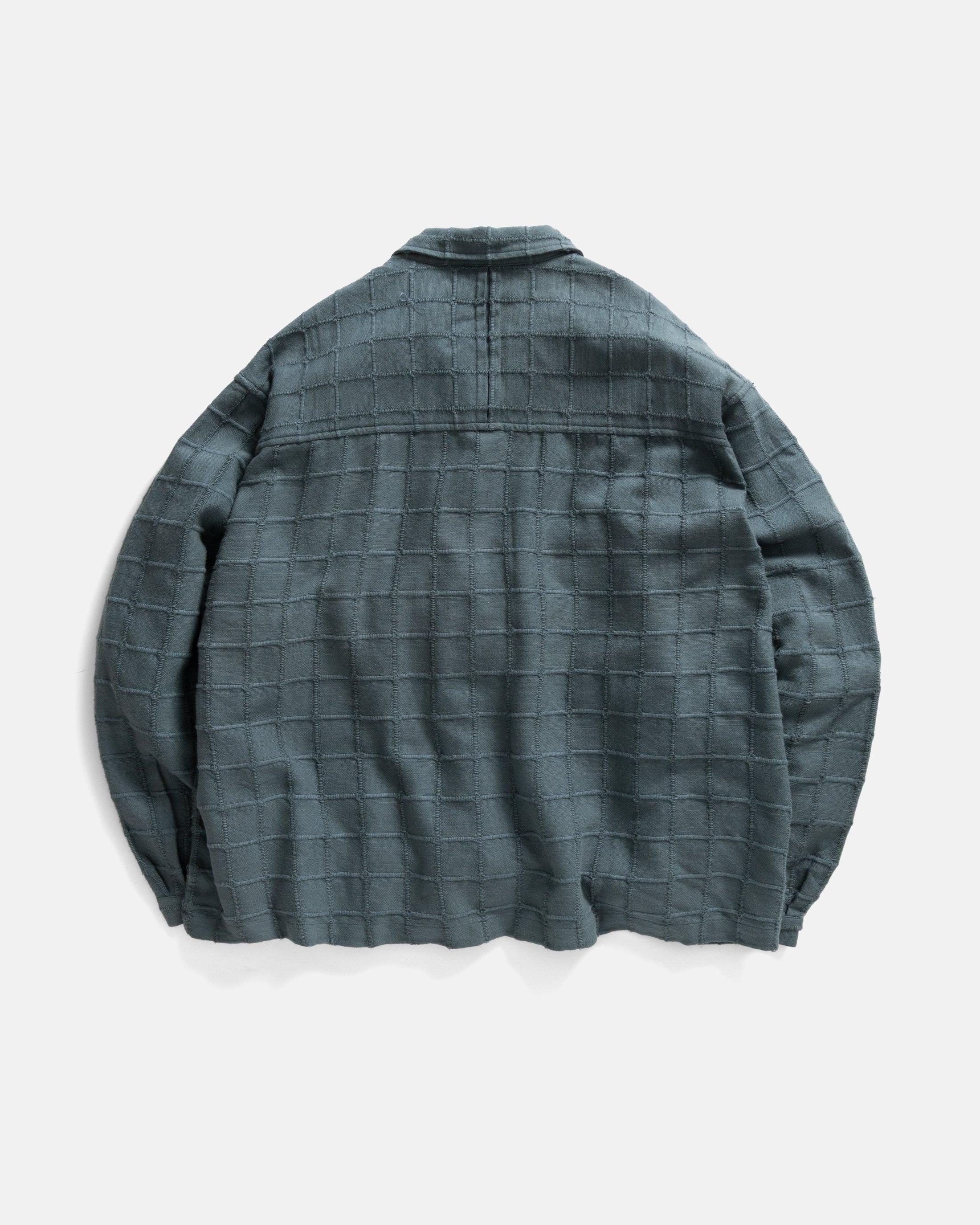 SAM SHIRT JACKET - DARK SLATE "MAGNIFIED RIPSTOP" HANDWOVEN COTTON