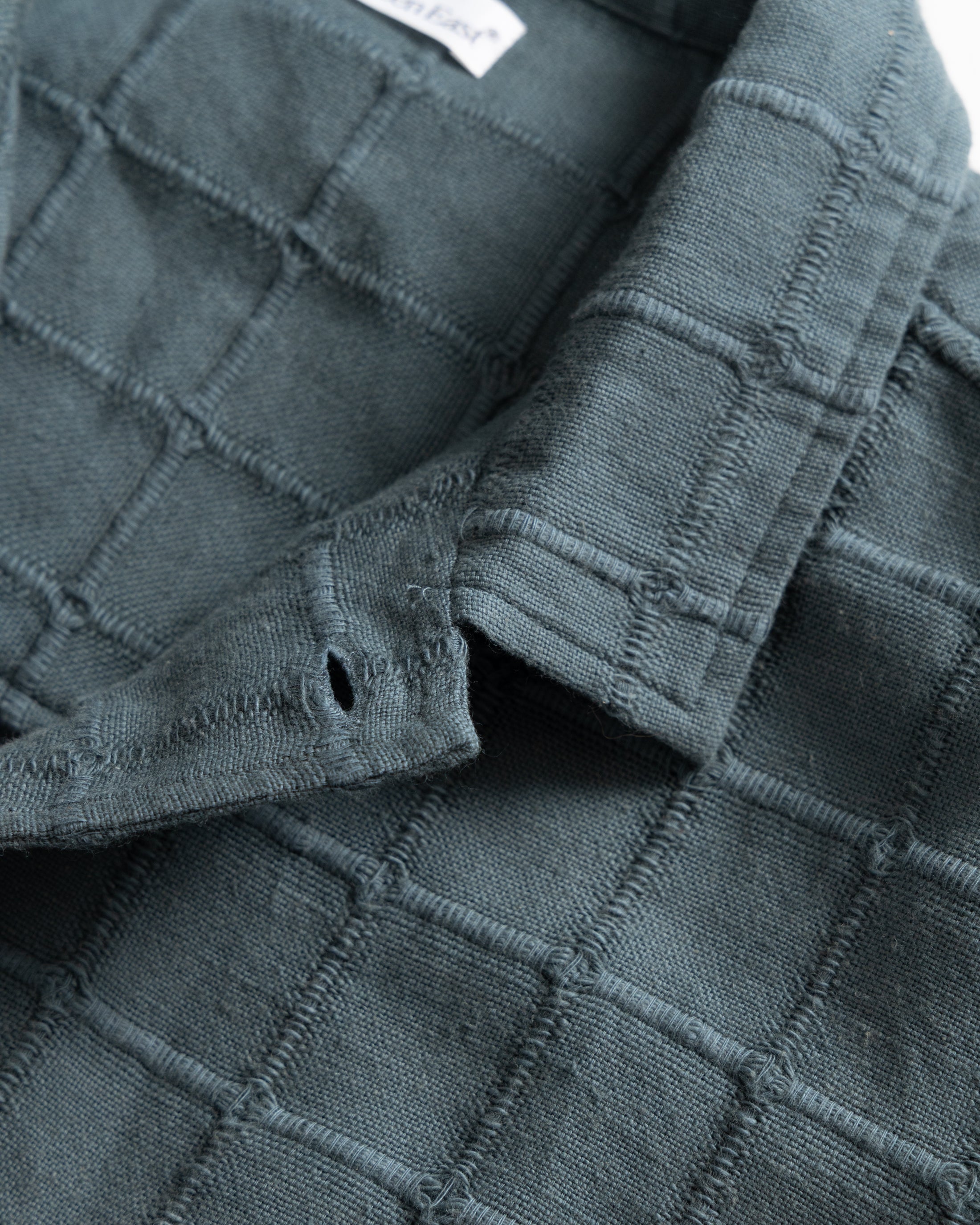 SAM SHIRT JACKET - DARK SLATE "MAGNIFIED RIPSTOP" HANDWOVEN COTTON