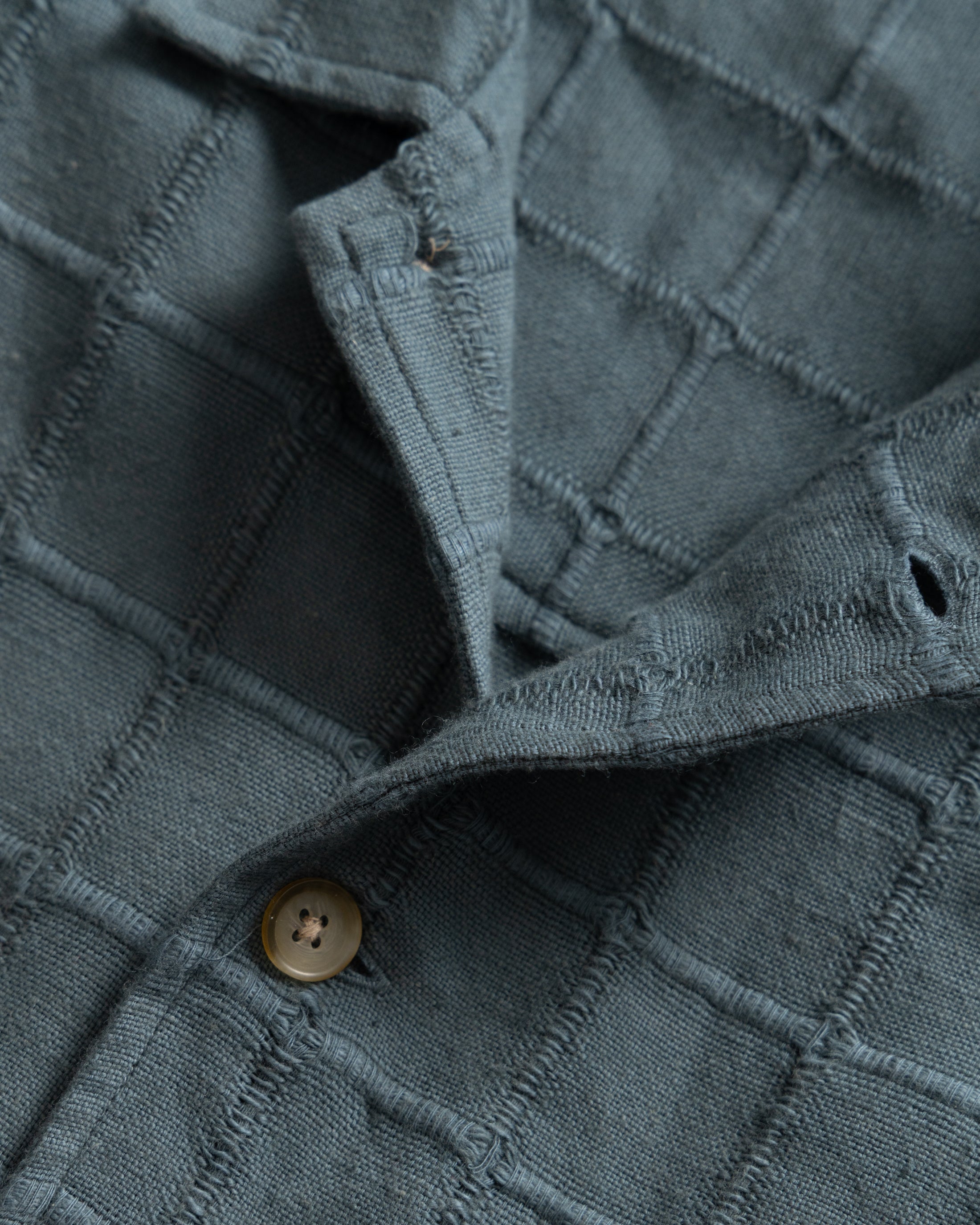 SAM SHIRT JACKET - DARK SLATE "MAGNIFIED RIPSTOP" HANDWOVEN COTTON